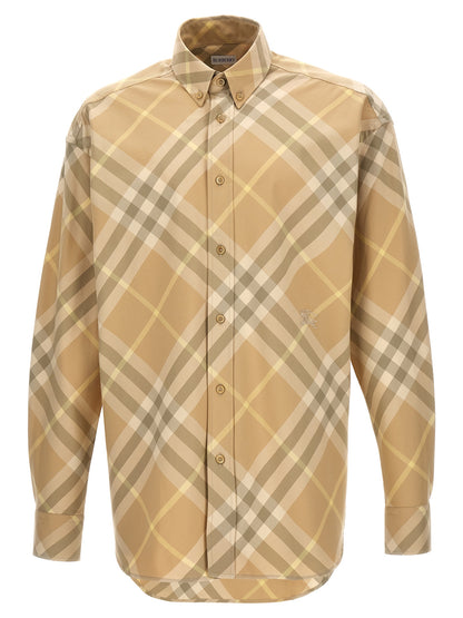 Shirt by Burberry for men in cotton beige & patterned features an architectural silhouette with a refined and elegant for a architectural look.