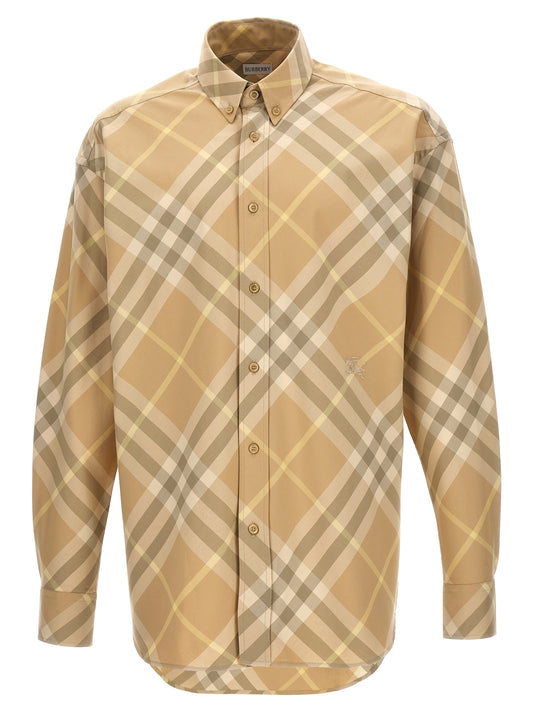 Shirt by Burberry for men in cotton beige & patterned features an architectural silhouette with a refined and elegant for a architectural look.