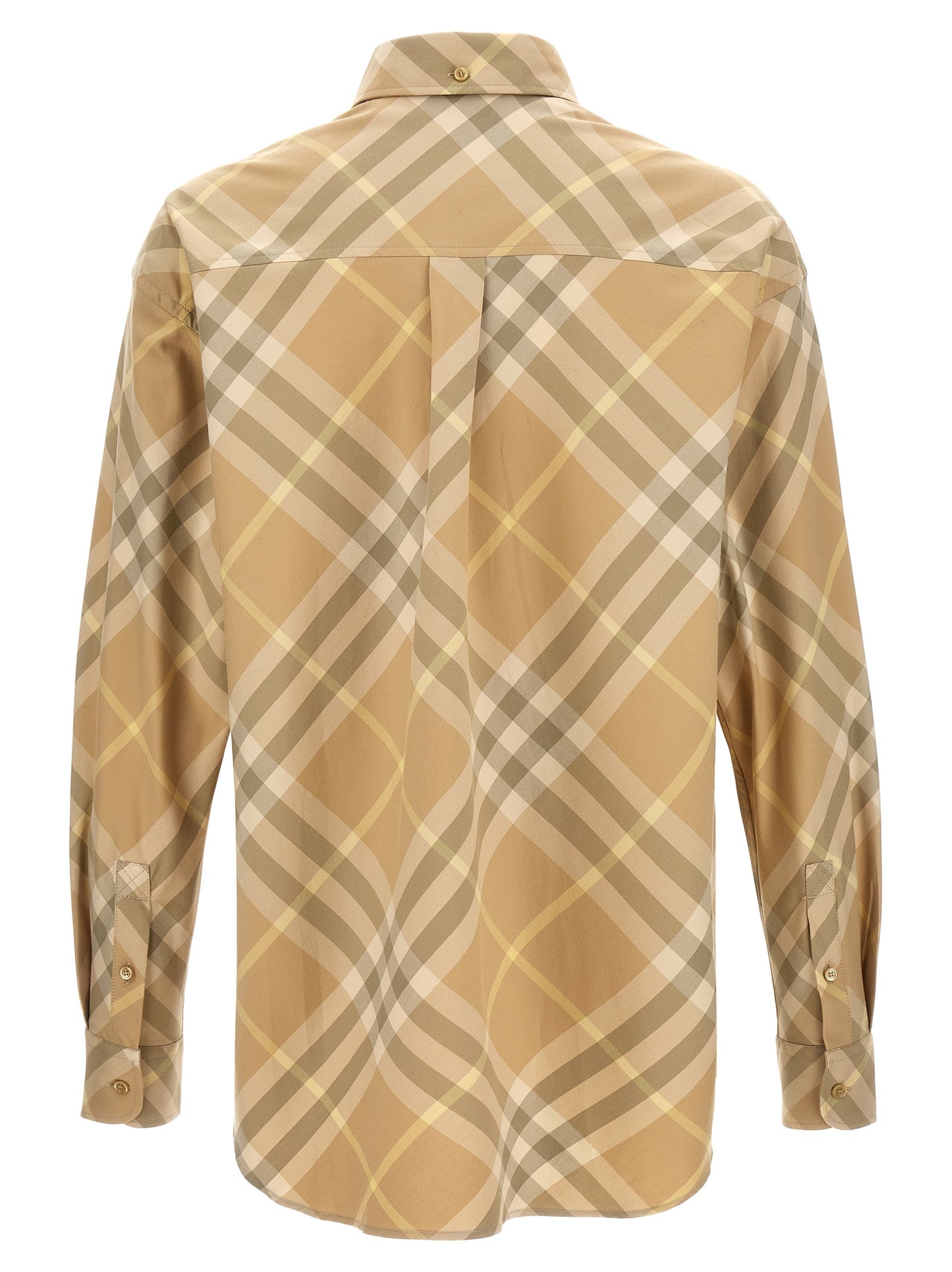 Shirt by Burberry for men in cotton beige & patterned showcases a sleek silhouette, elegantly detailed with a sleek and for a sleek finish.