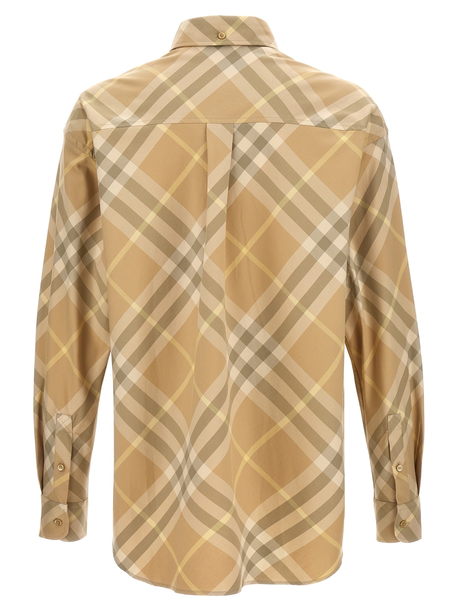 Shirt by Burberry for men in cotton beige & patterned showcases a sleek silhouette, elegantly detailed with a sleek and for a sleek finish.