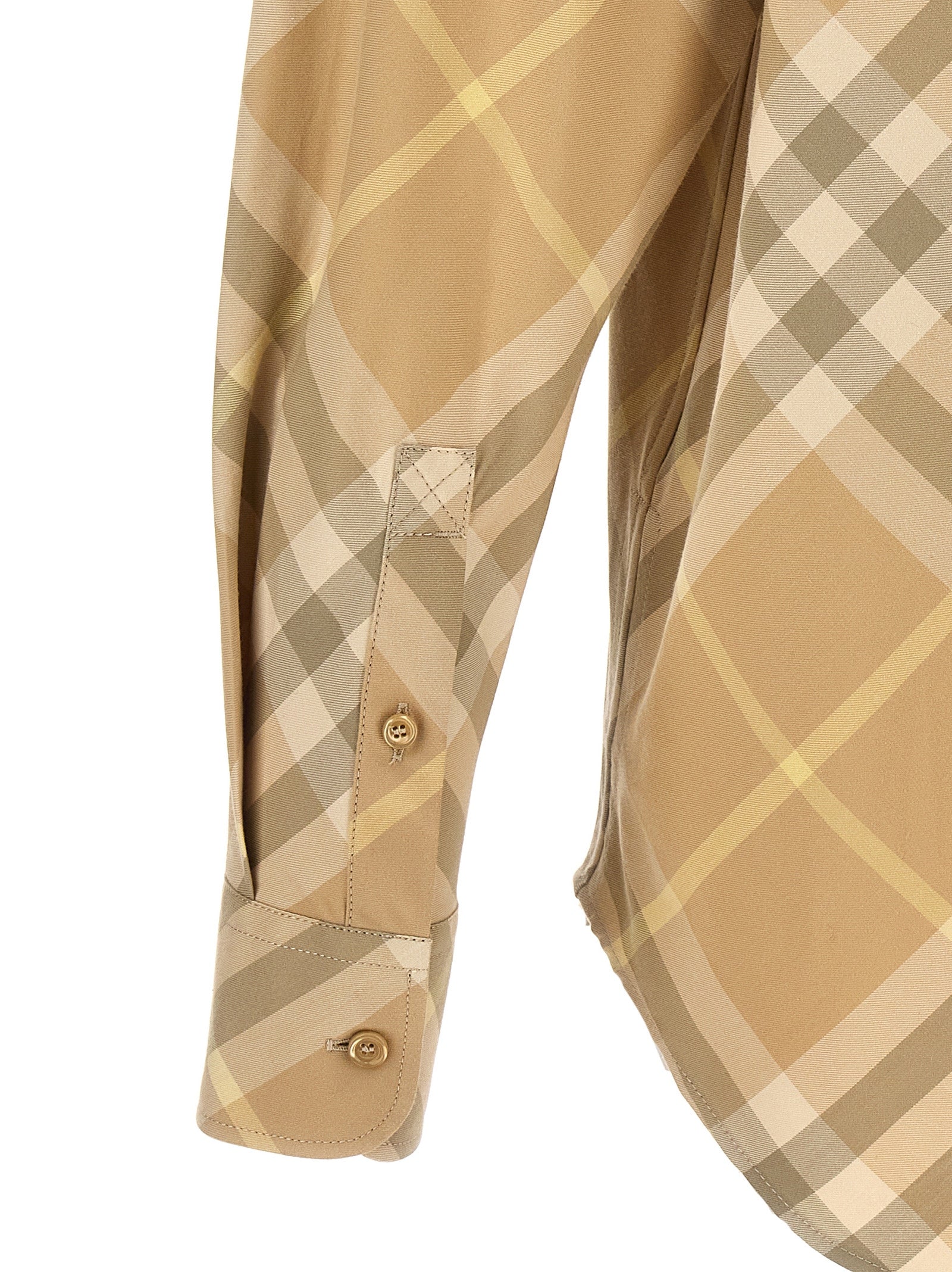 Shirt by Burberry for men in cotton beige & patterned showcases a sharp silhouette, elegantly detailed with a sharp and sharp .