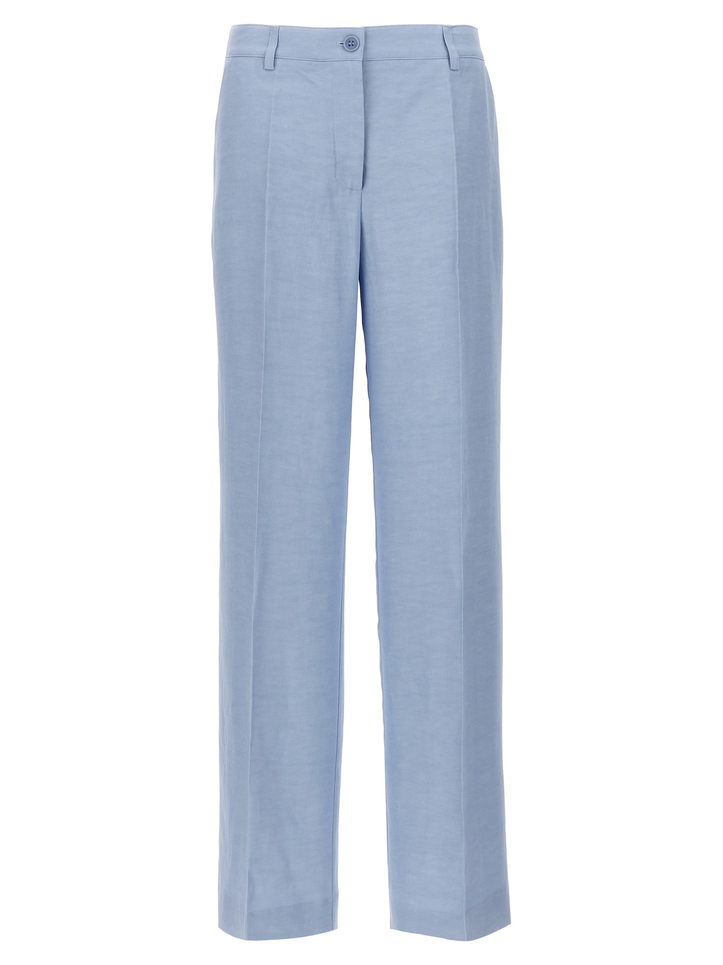 P.A.R.O.S.H. Women's Straight Leg Linen & Viscose Casual Pants - Light Blue
