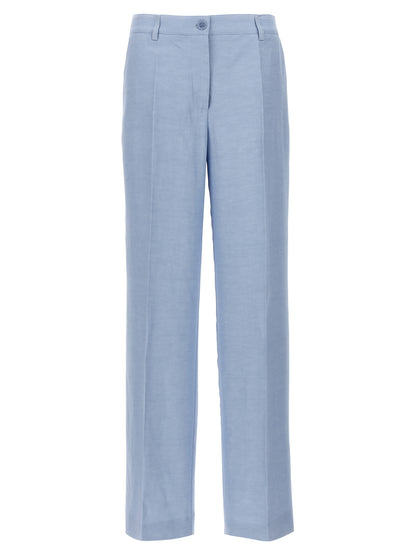 P.A.R.O.S.H. Women's Straight Leg Linen & Viscose Casual Pants - Light Blue