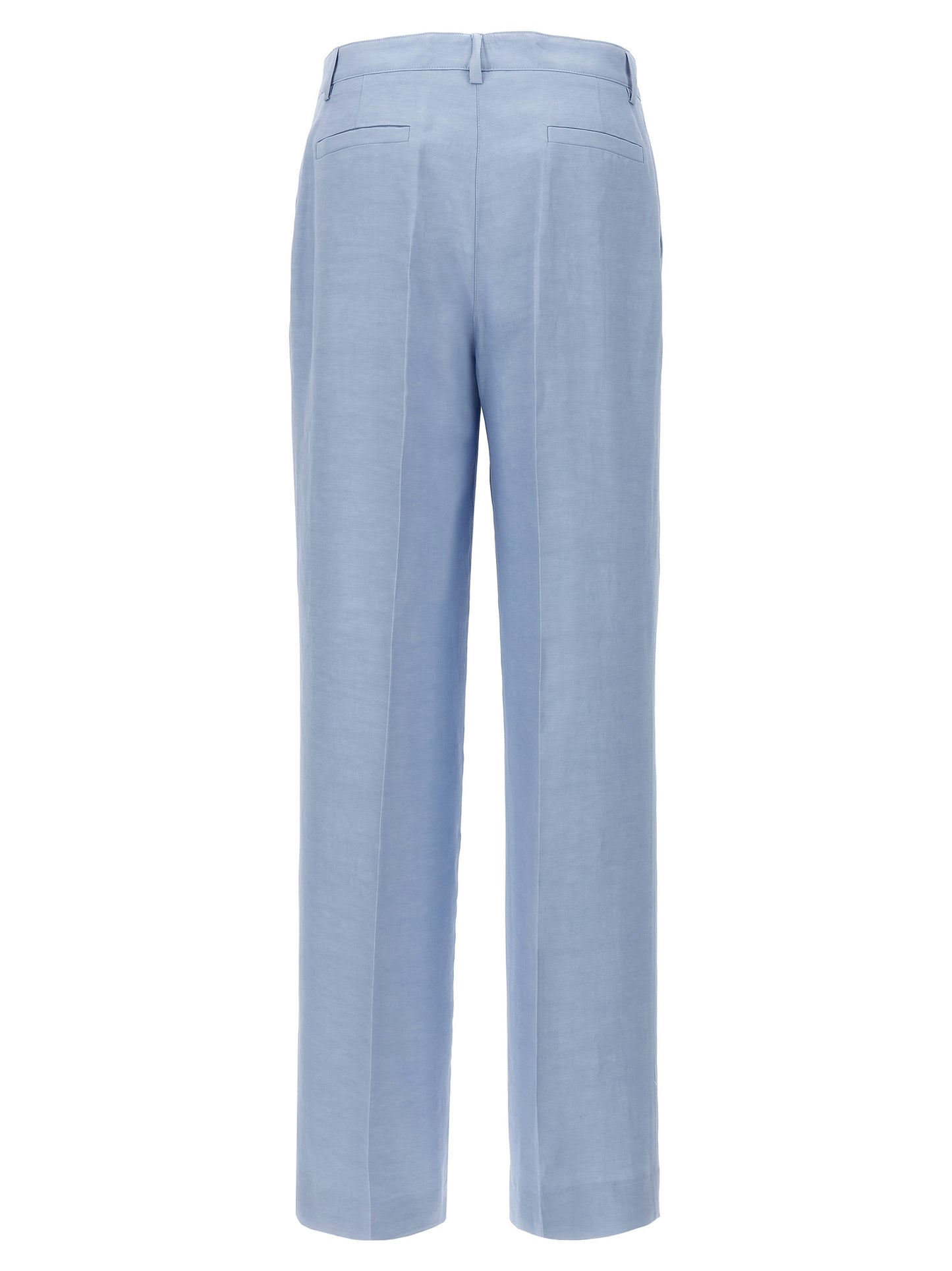 P.A.R.O.S.H. Women's Straight Leg Linen & Viscose Casual Pants - Light Blue