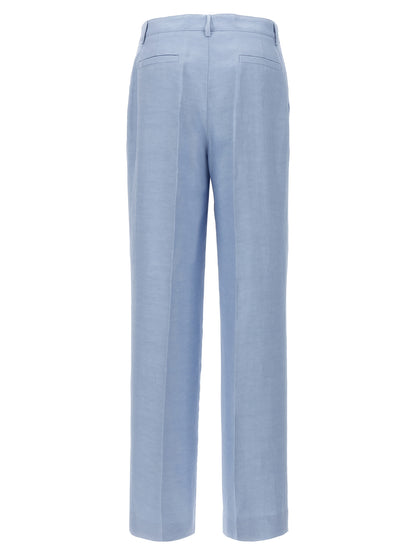 P.A.R.O.S.H. Women's Straight Leg Linen & Viscose Casual Pants - Light Blue