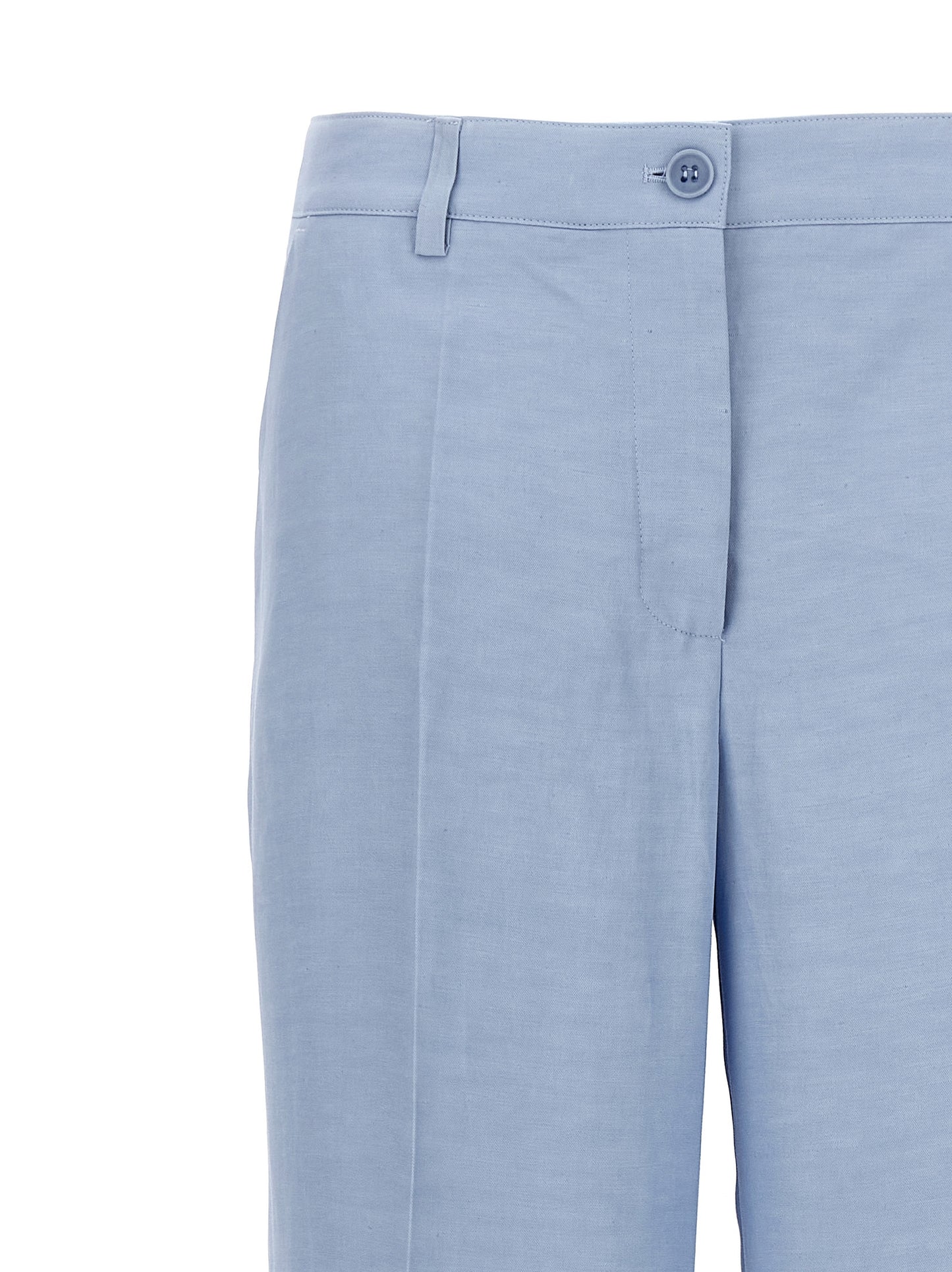 P.A.R.O.S.H. Women's Straight Leg Linen & Viscose Casual Pants - Light Blue