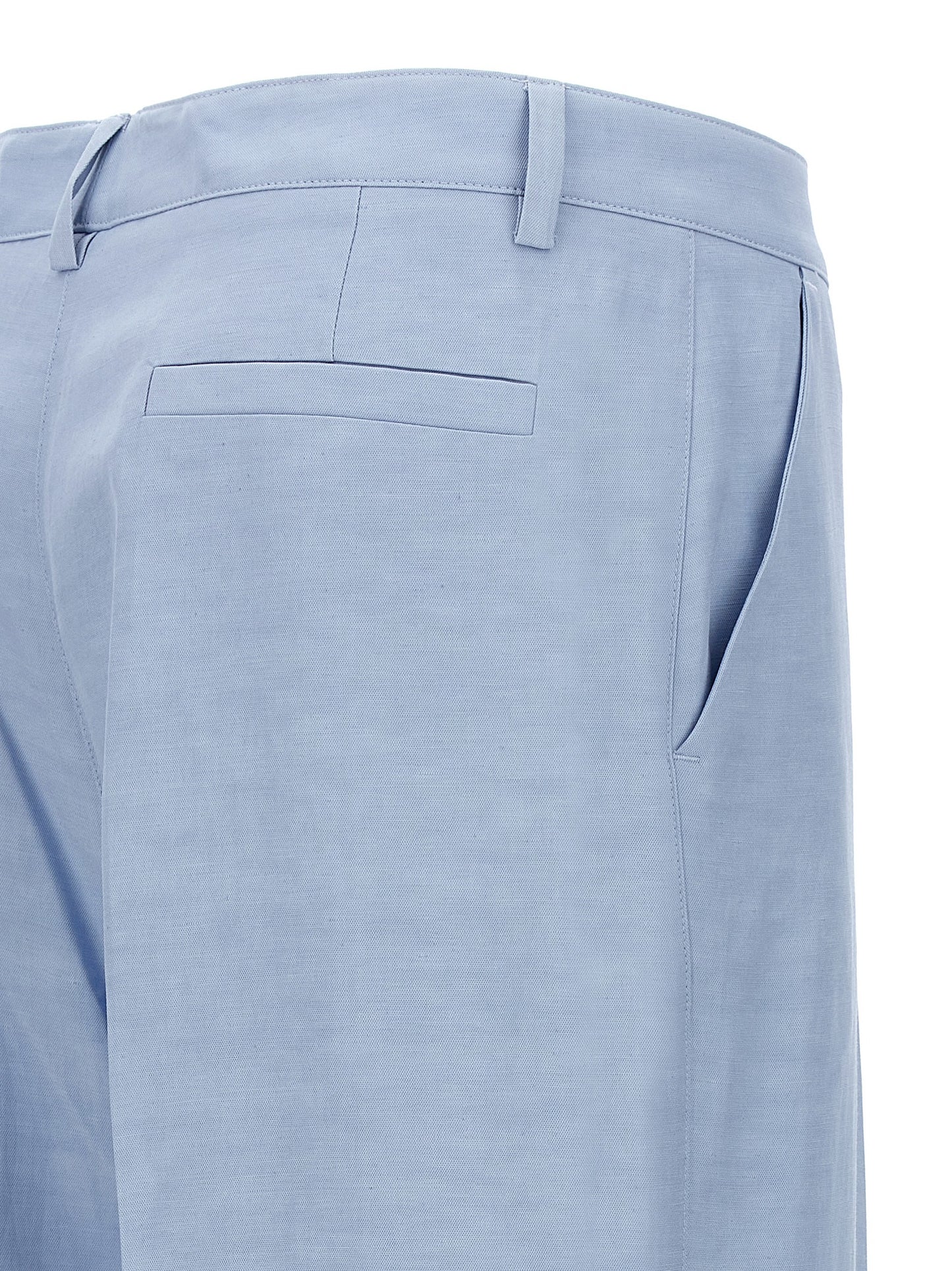 P.A.R.O.S.H. Women's Straight Leg Linen & Viscose Casual Pants - Light Blue