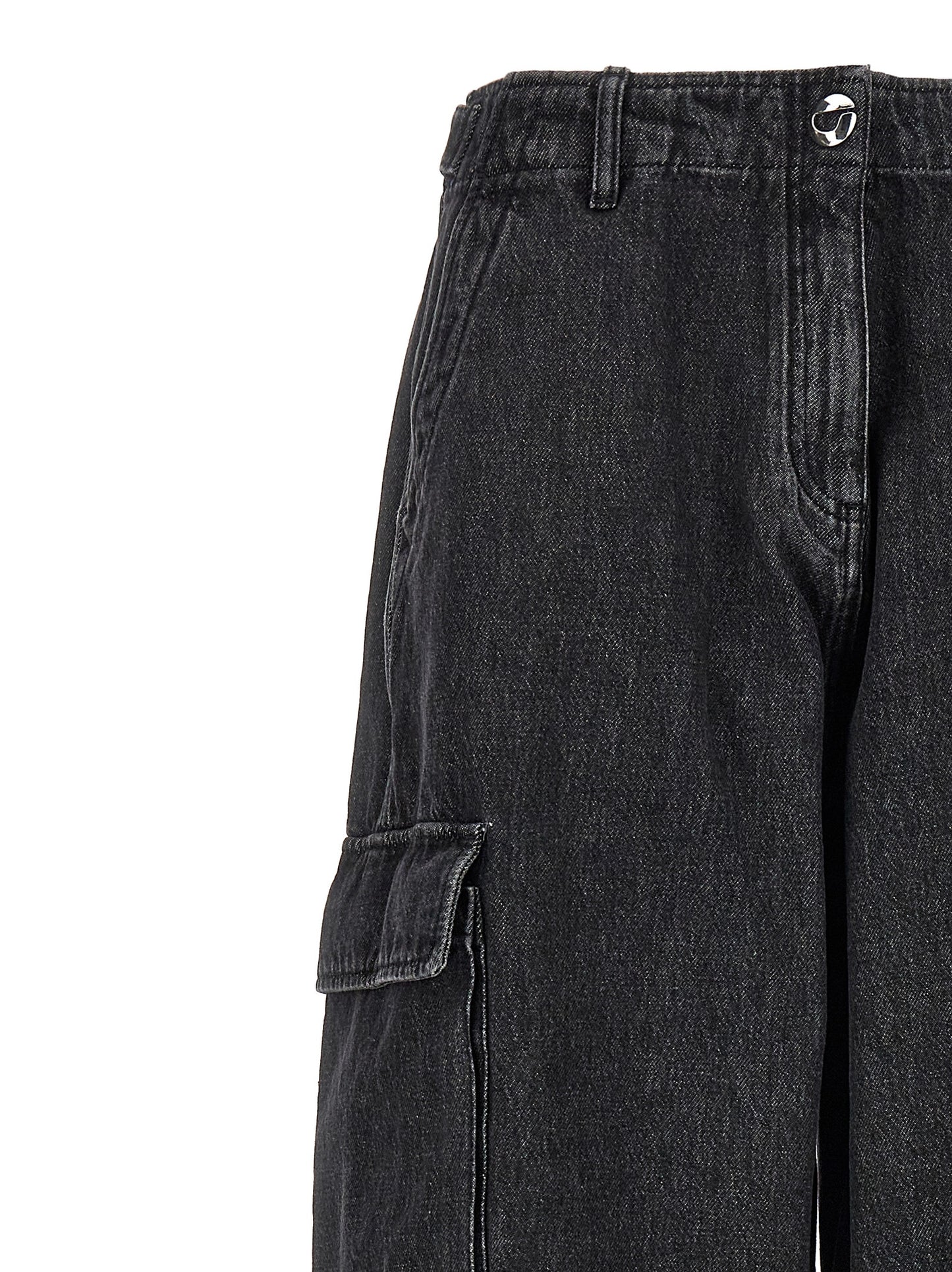 Cargo Pants by Coperni for women in denim cotton black features an urban chic wide with a and long, creating a urban chic aesthetic for "Moon Behind the Hill".