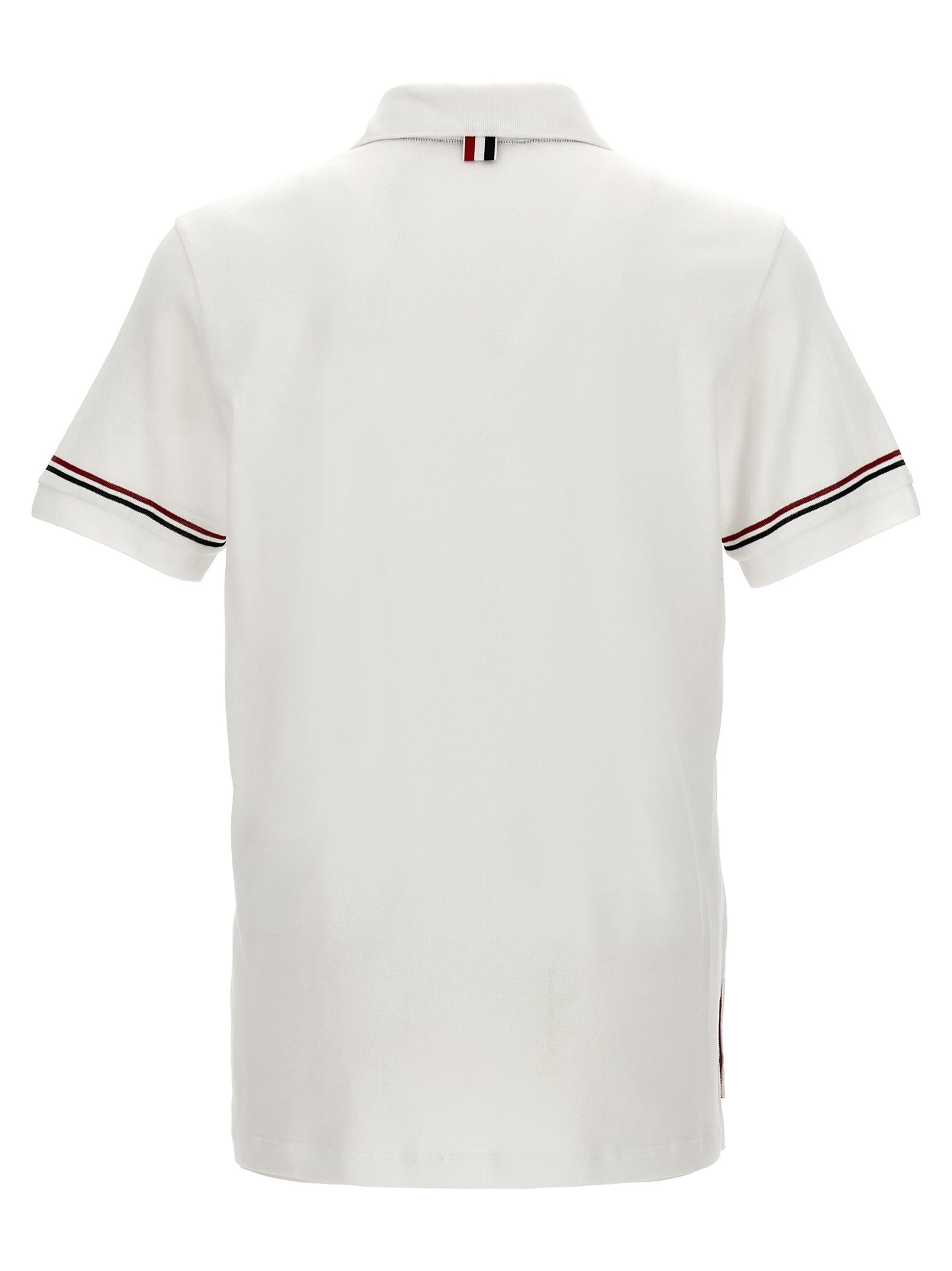 Polo Shirt by Thom Browne for men in cotton white showcases a sharp silhouette, detailed with a refined and sharp for a sophisticated finish.