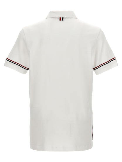 Polo Shirt by Thom Browne for men in cotton white showcases a sharp silhouette, detailed with a refined and sharp for a sophisticated finish.