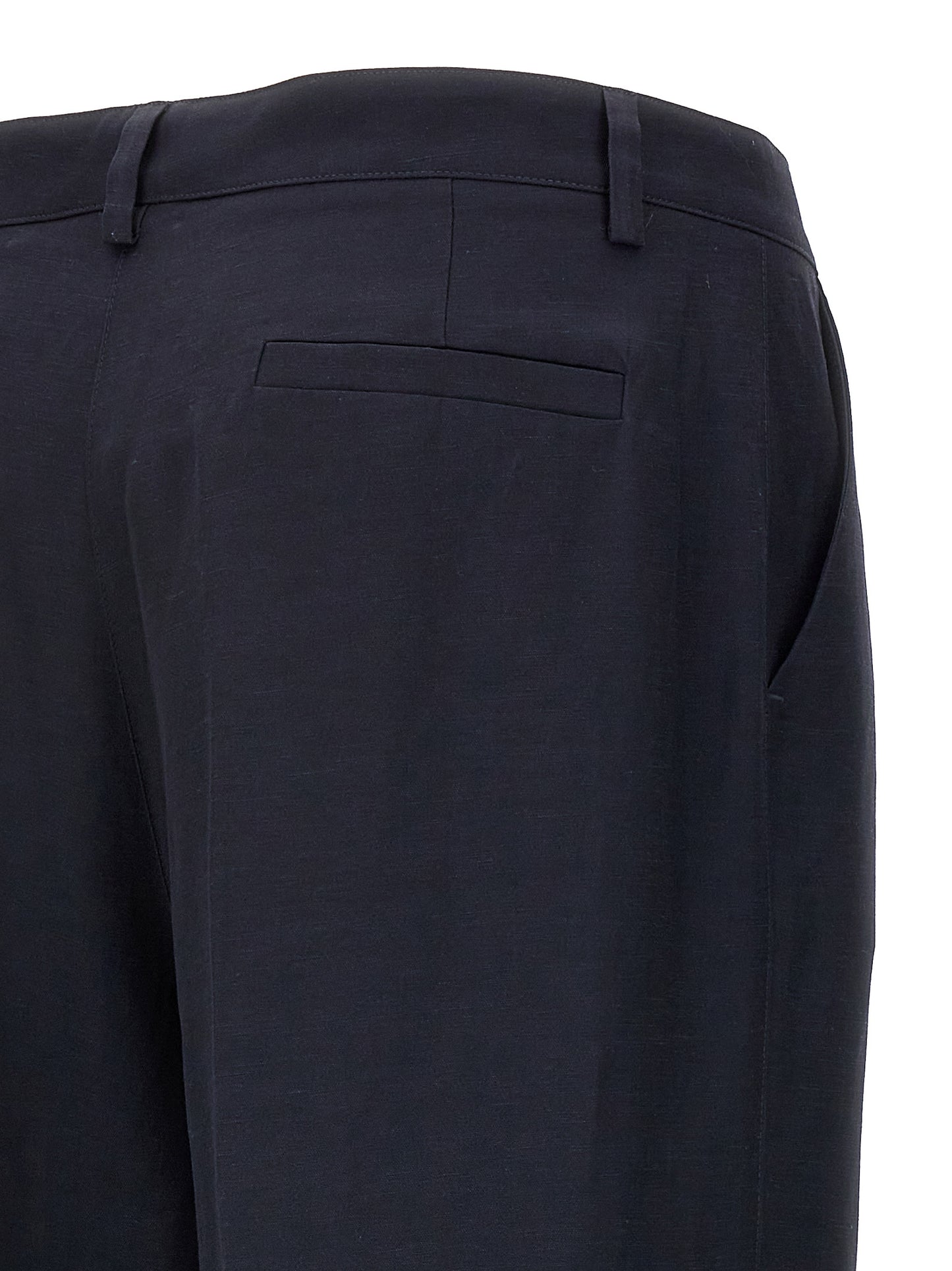 Trousers by P.A.R.O.S.H. for women in linen & viscose blue features a artisanal silhouette, showcasing a sophisticated straight-leg with a long and for a artisanal finish.