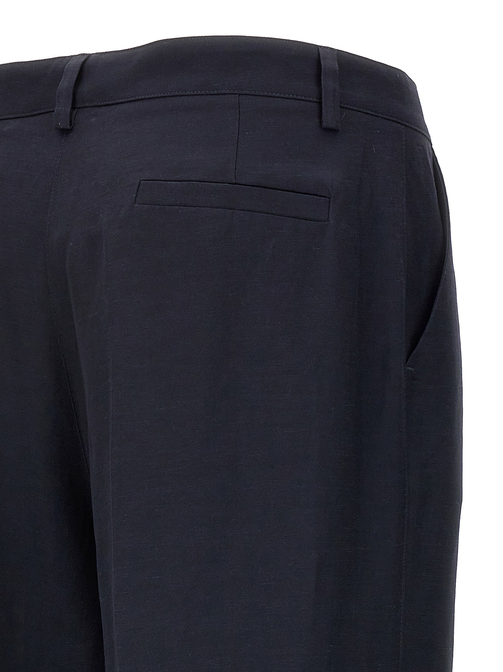 Trousers by P.A.R.O.S.H. for women in linen & viscose blue features a artisanal silhouette, showcasing a sophisticated straight-leg with a long and for a artisanal finish.