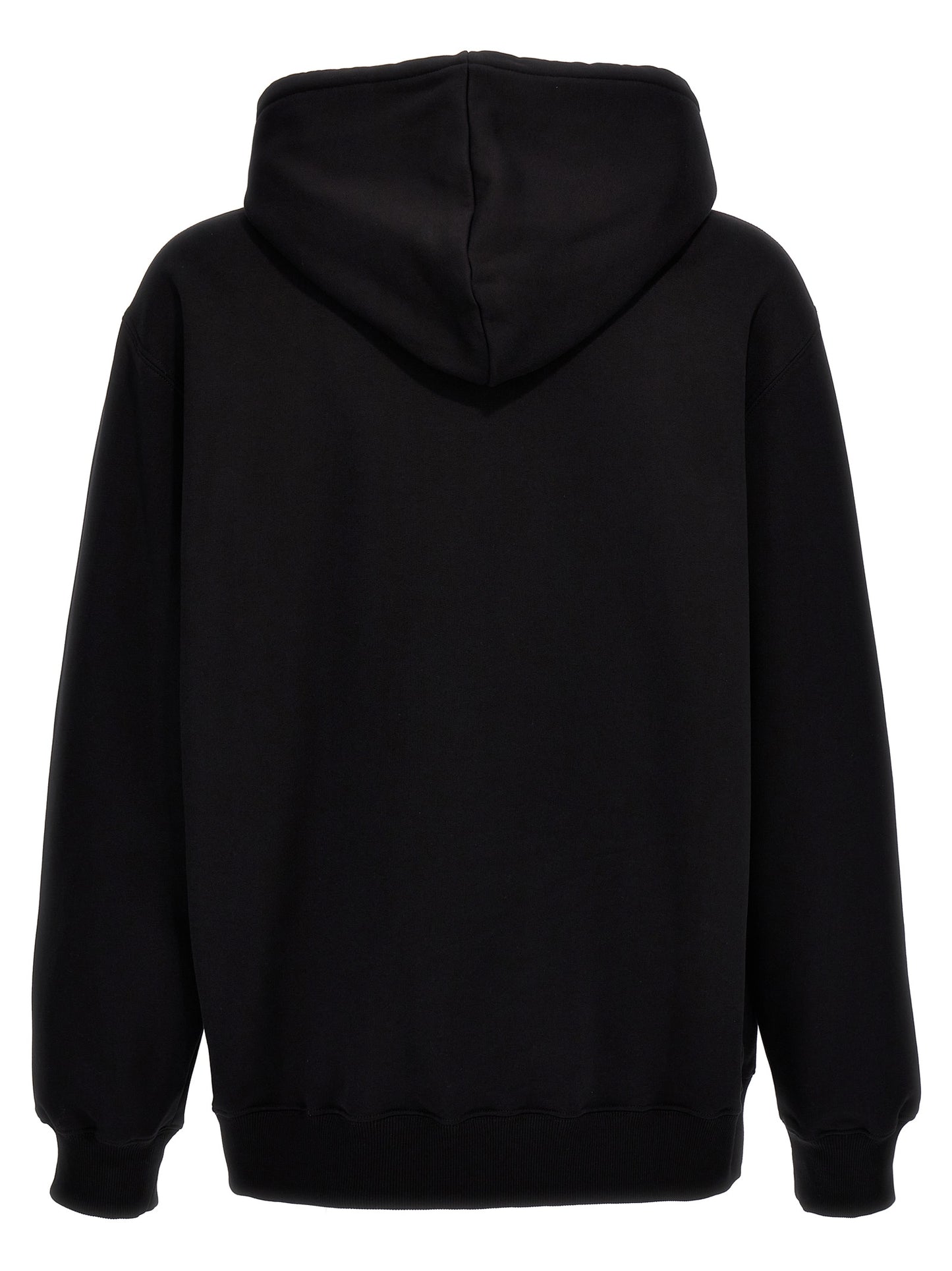 Sweatshirt Hoodie by Lanvin for men in cotton black features a slouchy chic silhouette, detailed with a slouchy chic and a signature hooded neckline for an elevated aesthetic.