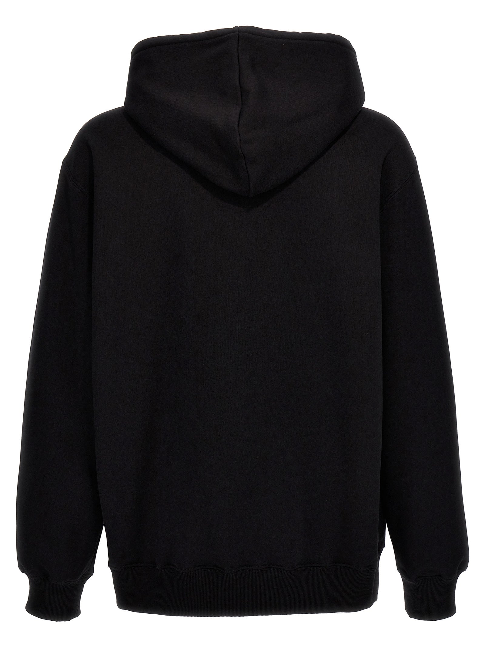 Sweatshirt Hoodie by Lanvin for men in cotton black features a slouchy chic silhouette, detailed with a slouchy chic and a signature hooded neckline for an elevated aesthetic.