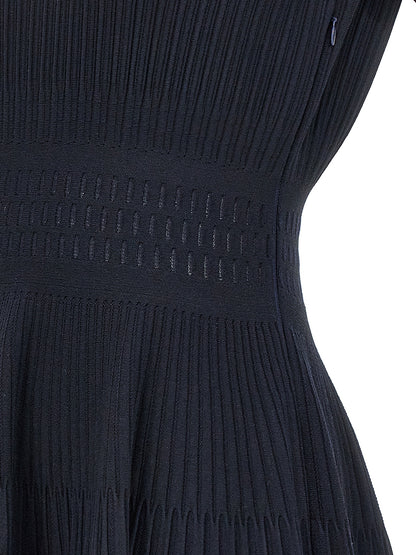 Dress by ANTONINO VALENTI for women in polyamide polyester viscose & cotton blue presents a sinuous silhouette, showcasing a sophisticated and detailed with a sinuous midi short for a refined finish.