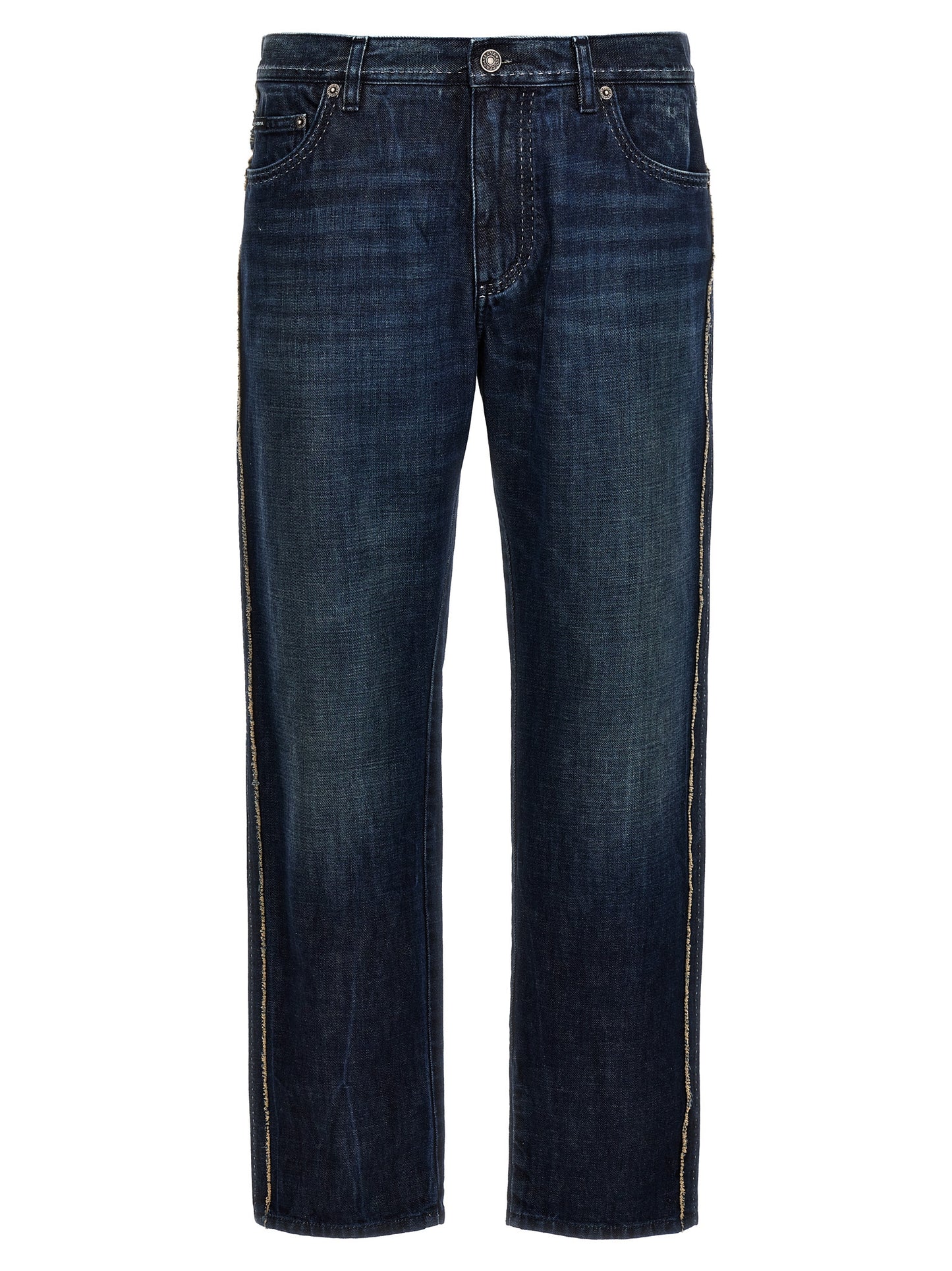 Jeans by Dolce & Gabbana for men in denim cotton blue presents a refined pantology silhouette, artfully defined by a refined pantology skinny-leg & skinny, long, and a sophisticated .