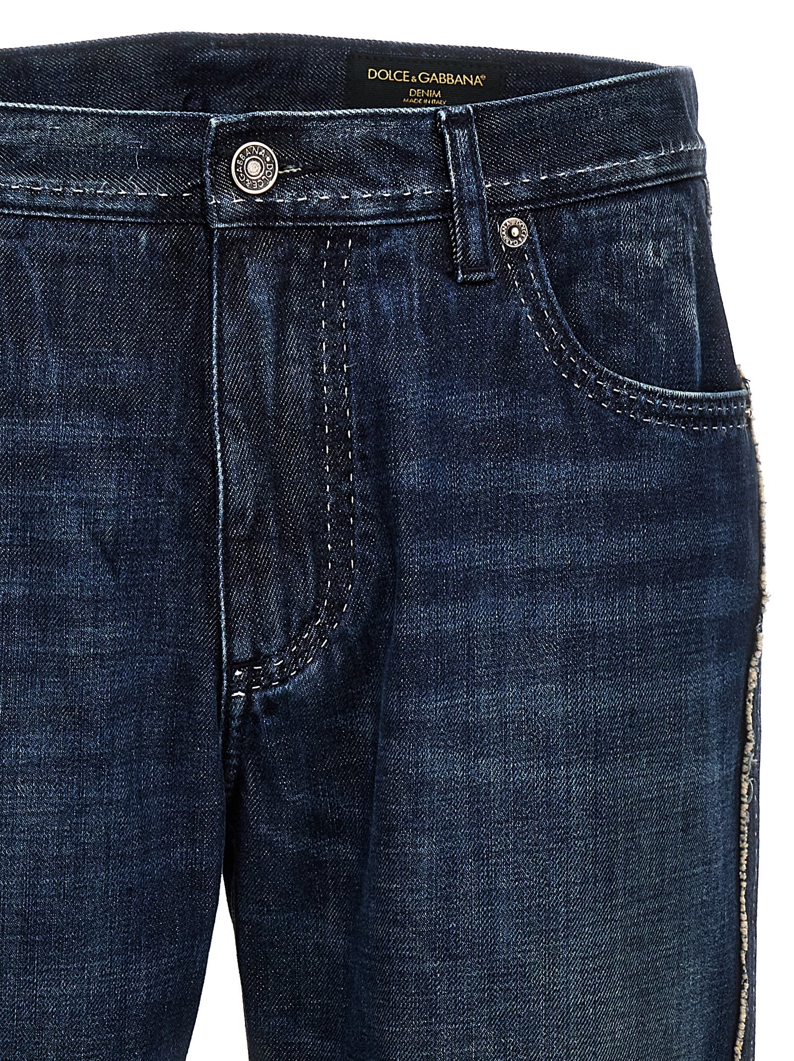 Jeans by Dolce & Gabbana for men in denim cotton blue features an sophisticated and skinny-leg & skinny with a precise long, creating a sophisticated and sophisticated silhouette.