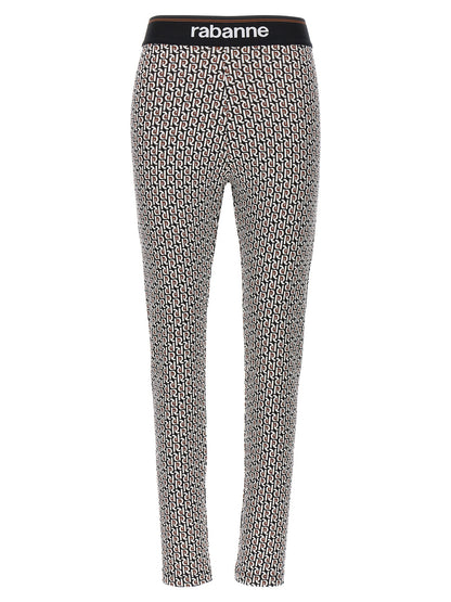 Activewear Leggings by Paco Rabanne for women in stretch viscose multicolor, patterned & monogram features an ergonomic leggings with , highlighting a ergonomic and long for a premium, high-performance look.