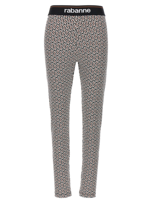 Activewear Leggings by Paco Rabanne for women in stretch viscose multicolor, patterned & monogram features an ergonomic leggings with , highlighting a ergonomic and long for a premium, high-performance look.