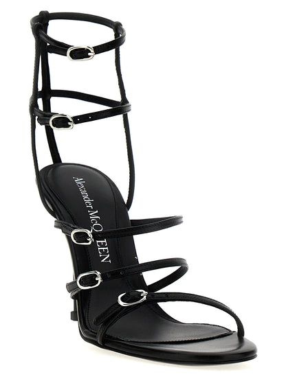 High-Heel Stiletto Sandals by Alexander McQueen for women in lambskin leather black features an effortlessly chic silhouette from the Women's Lambskin Leather High-Heel Stiletto Sandals collection, showcasing a effortlessly chic stiletto high-heel and elegant .