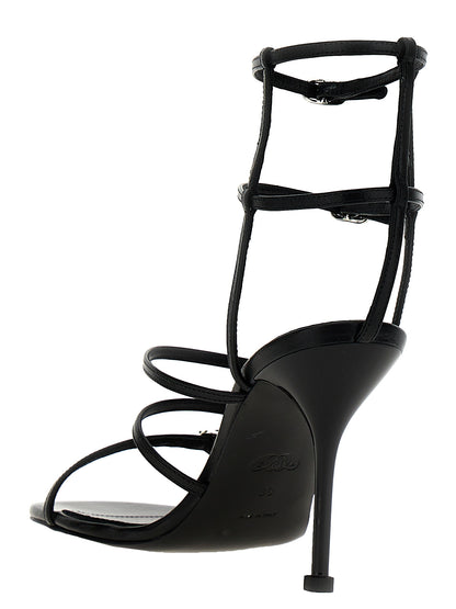 High-Heel Stiletto Sandals by Alexander McQueen for women in lambskin leather black features an exquisite silhouette, showcasing the exquisite Women's Lambskin Leather High-Heel Stiletto Sandals with a stiletto high-heel and .