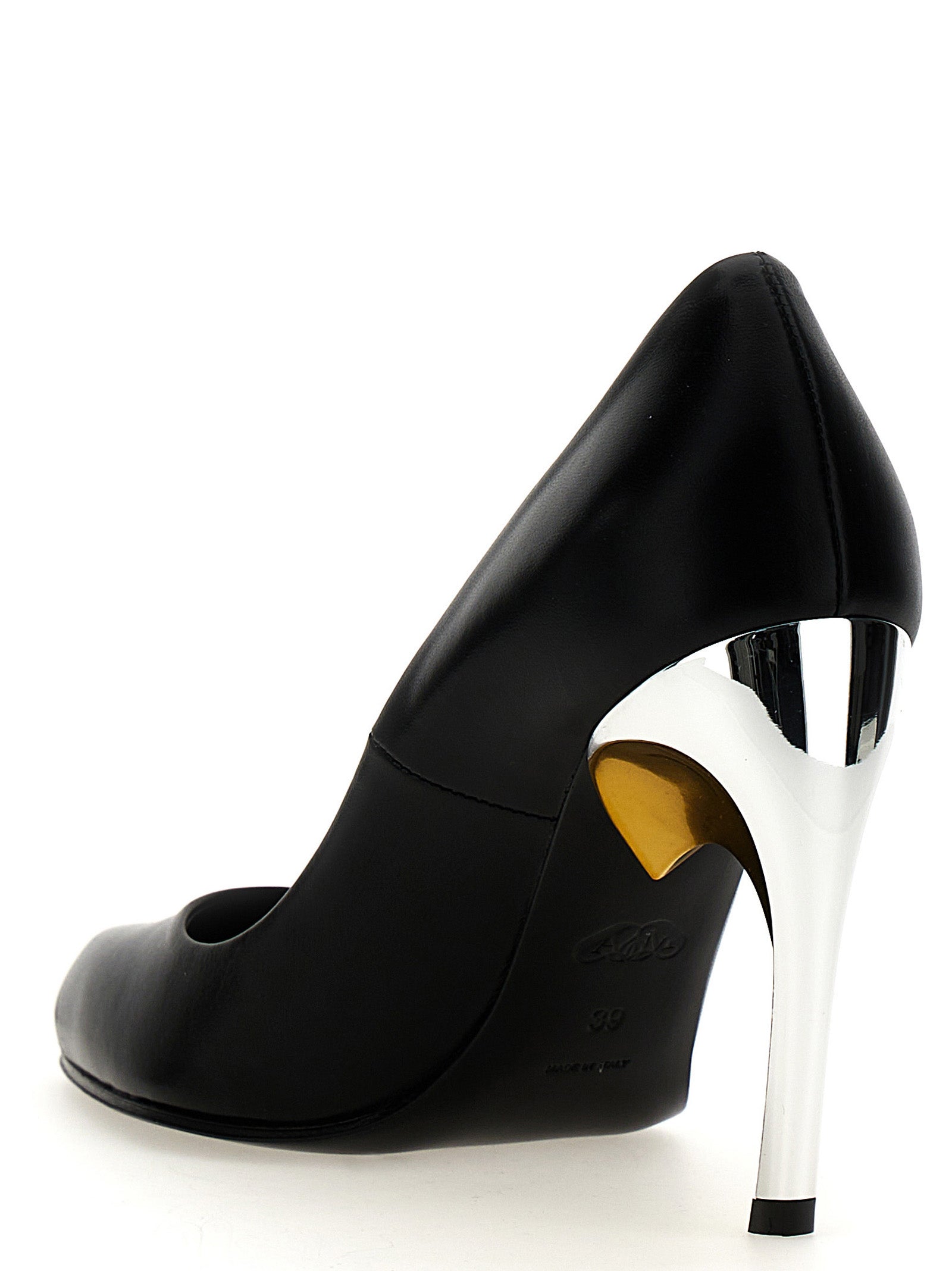 High-Heel Pumps Heels by Alexander McQueen for women in lambskin leather black, gold & silver features a effortlessly chic Women's Lambskin Leather High-Heel Pumps Heels design with a sophisticated high-heel and elegant .