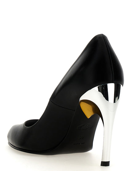 High-Heel Pumps Heels by Alexander McQueen for women in lambskin leather black, gold & silver features a effortlessly chic Women's Lambskin Leather High-Heel Pumps Heels design with a sophisticated high-heel and elegant .