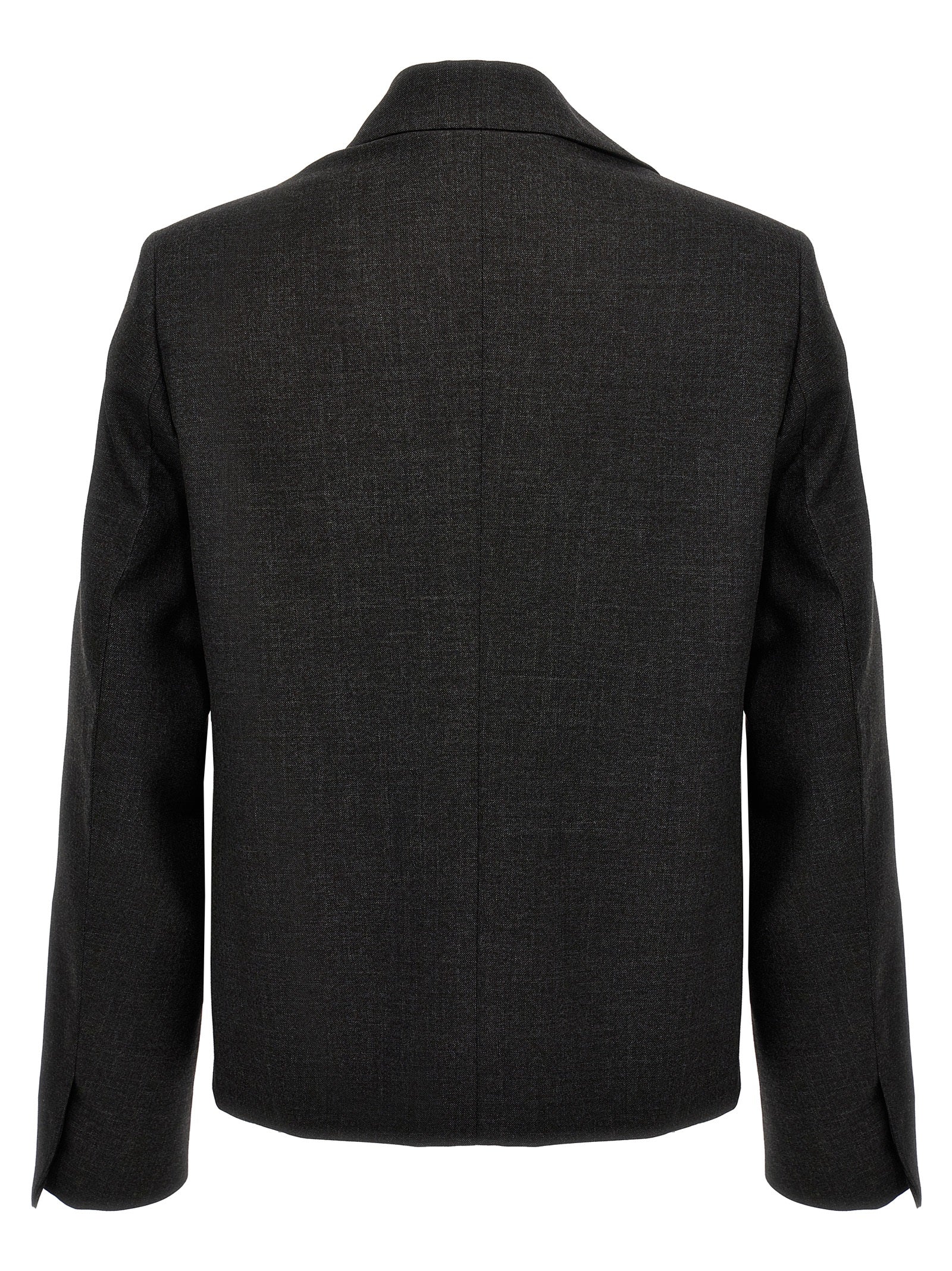Jacket by Givenchy for men in virgin wool gray showcases a enveloping silhouette, artfully detailed with a enveloping shirt-collar neckline and premium for a truly enveloping finish.