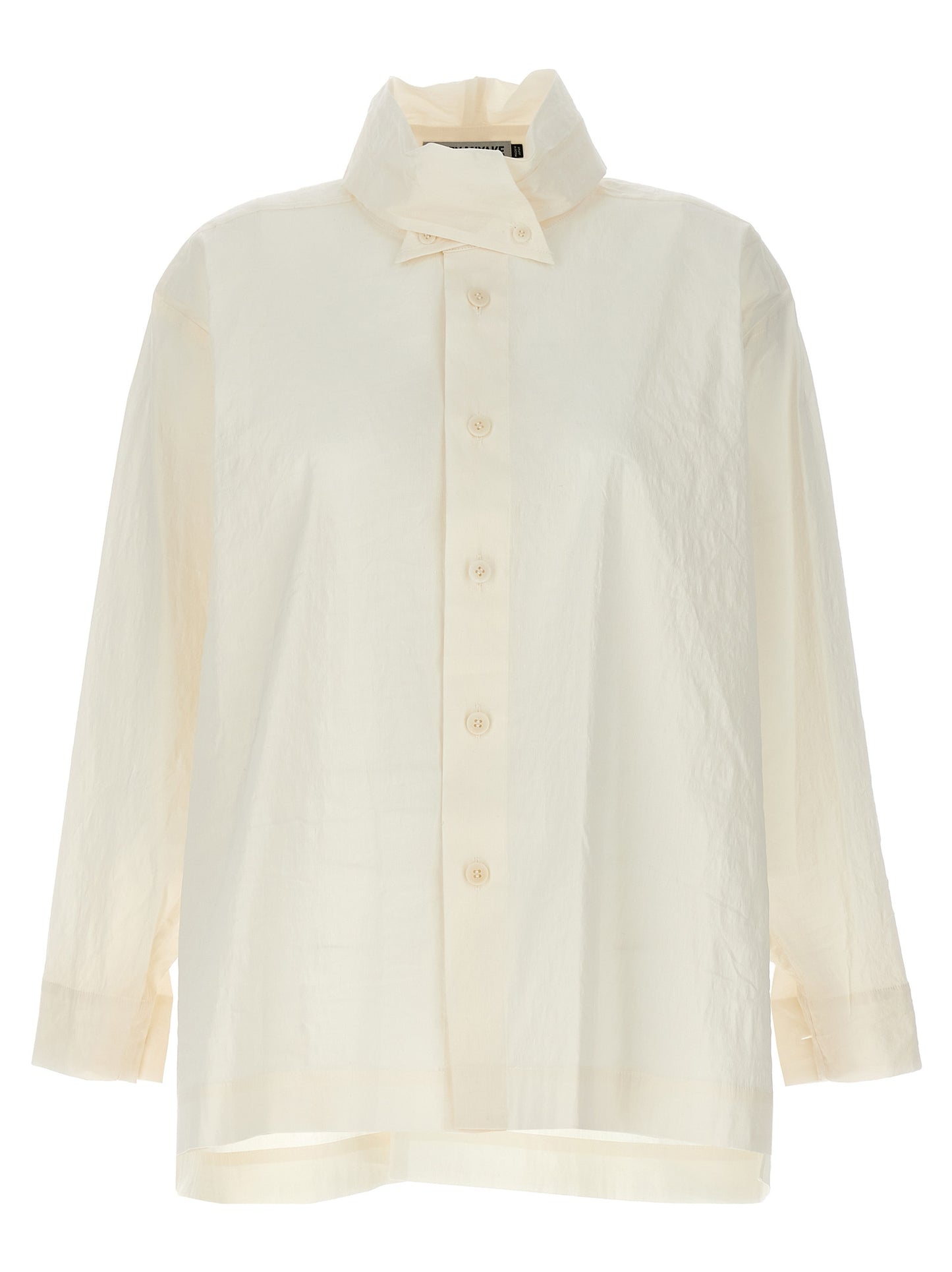 Blouse by Issey Miyake for women in nylon polyurethane & linen white features an polished silhouette, showcasing a sophisticated and detail for a truly polished finish.