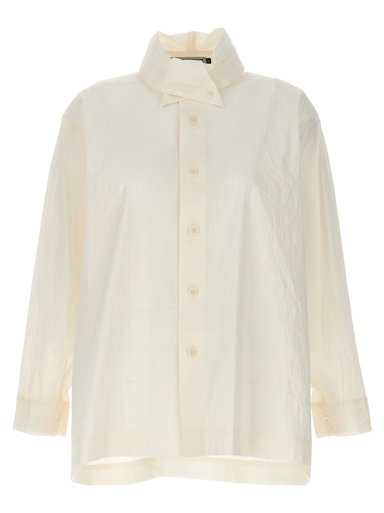 Blouse by Issey Miyake for women in nylon polyurethane & linen white features an polished silhouette, showcasing a sophisticated and detail for a truly polished finish.