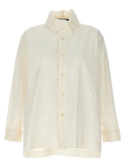 Blouse by Issey Miyake for women in nylon polyurethane & linen white features an polished silhouette, showcasing a sophisticated and detail for a truly polished finish.