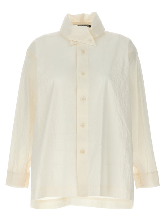 Blouse by Issey Miyake for women in nylon polyurethane & linen white features an polished silhouette, showcasing a sophisticated and detail for a truly polished finish.