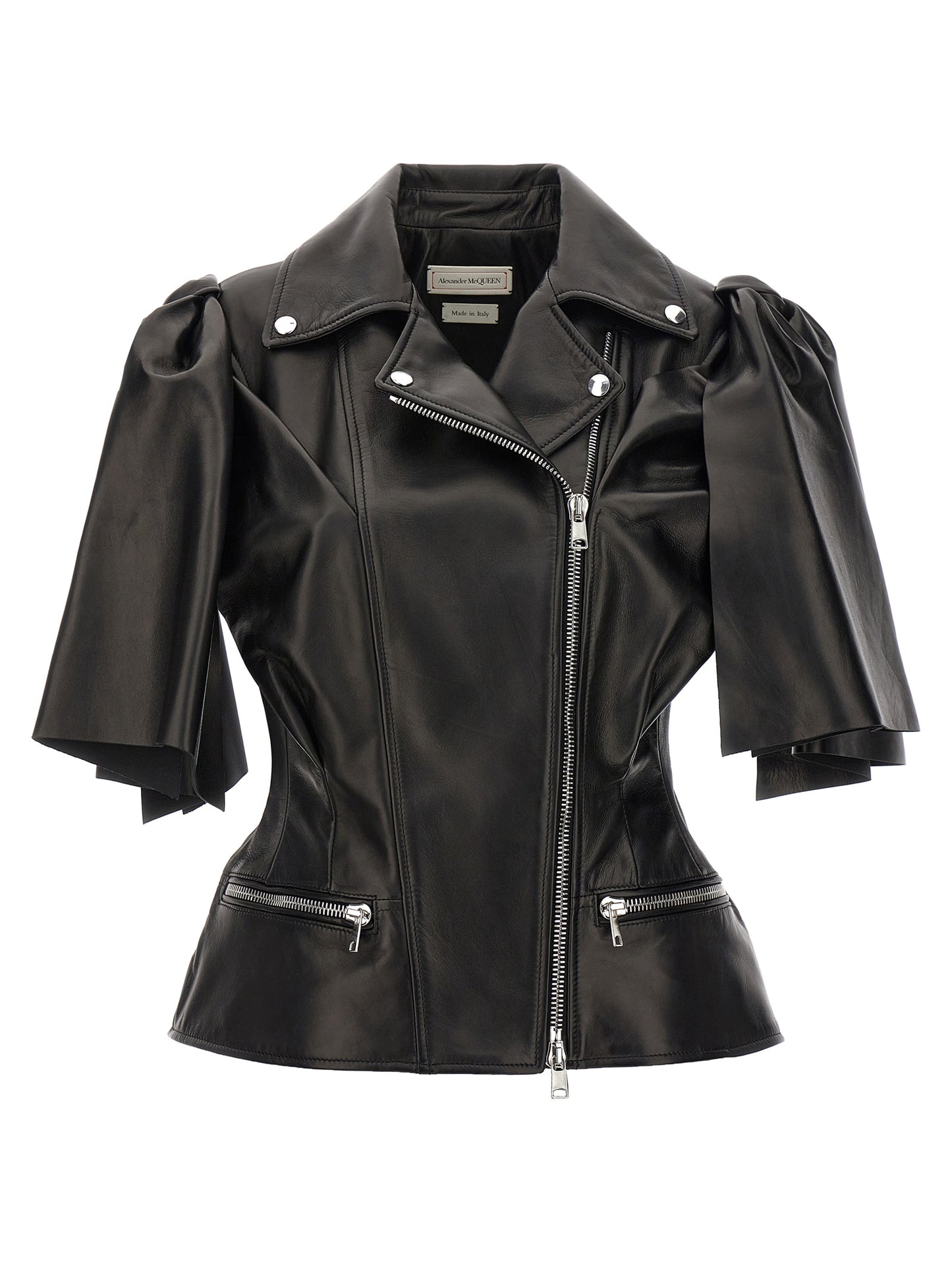 Vest by Alexander McQueen for women in lamb leather black features an on trend silhouette, showcasing a sophisticated and premium pockets for a truly on trend finish.
