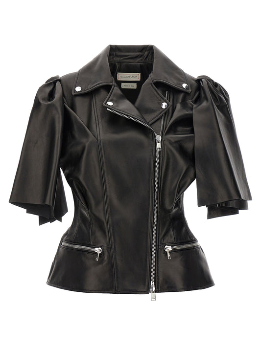 Vest by Alexander McQueen for women in lamb leather black features an on trend silhouette, showcasing a sophisticated and premium pockets for a truly on trend finish.