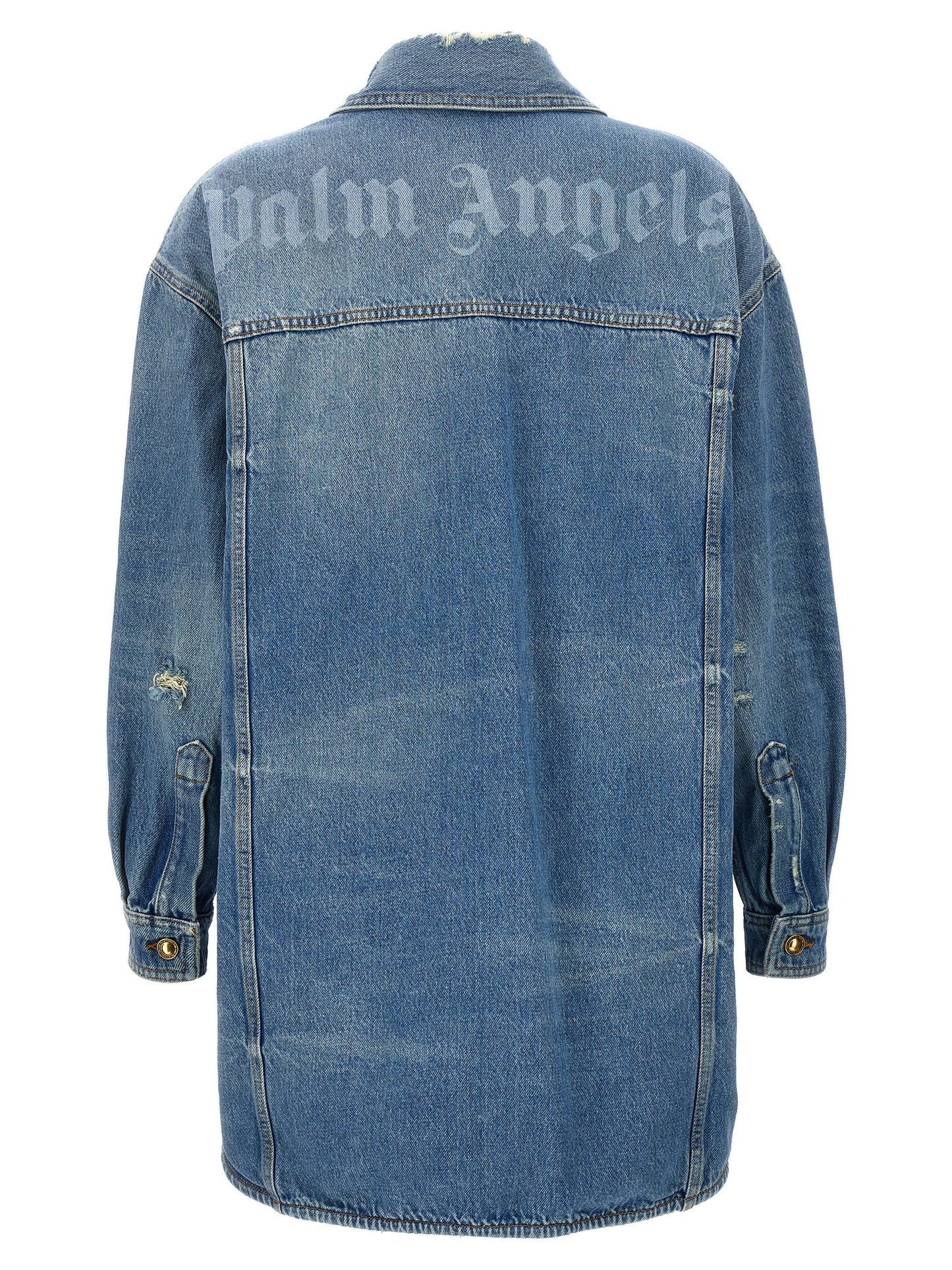 Trucker Jacket by Palm Angels for women in denim cotton light-blue features a city-ready silhouette, detailed with pockets and a city-ready .