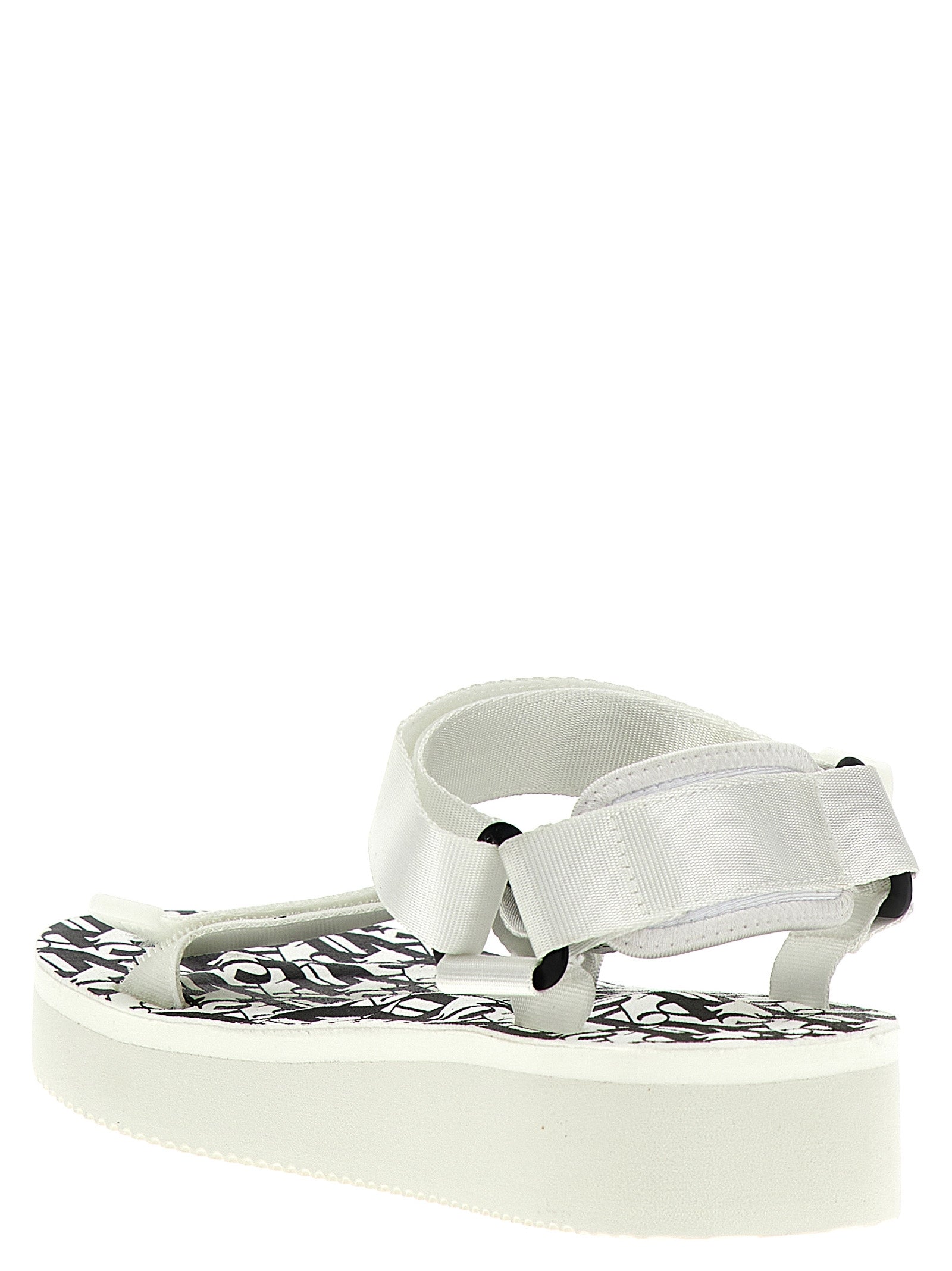Flat Sandals by Palm Angels for women in polyester & rubber bicolour, black, white & print features an effortlessly chic silhouette from the City Women's Polyester & Rubber Flat Sandals collection, showcasing a effortlessly chic flat and elegant .