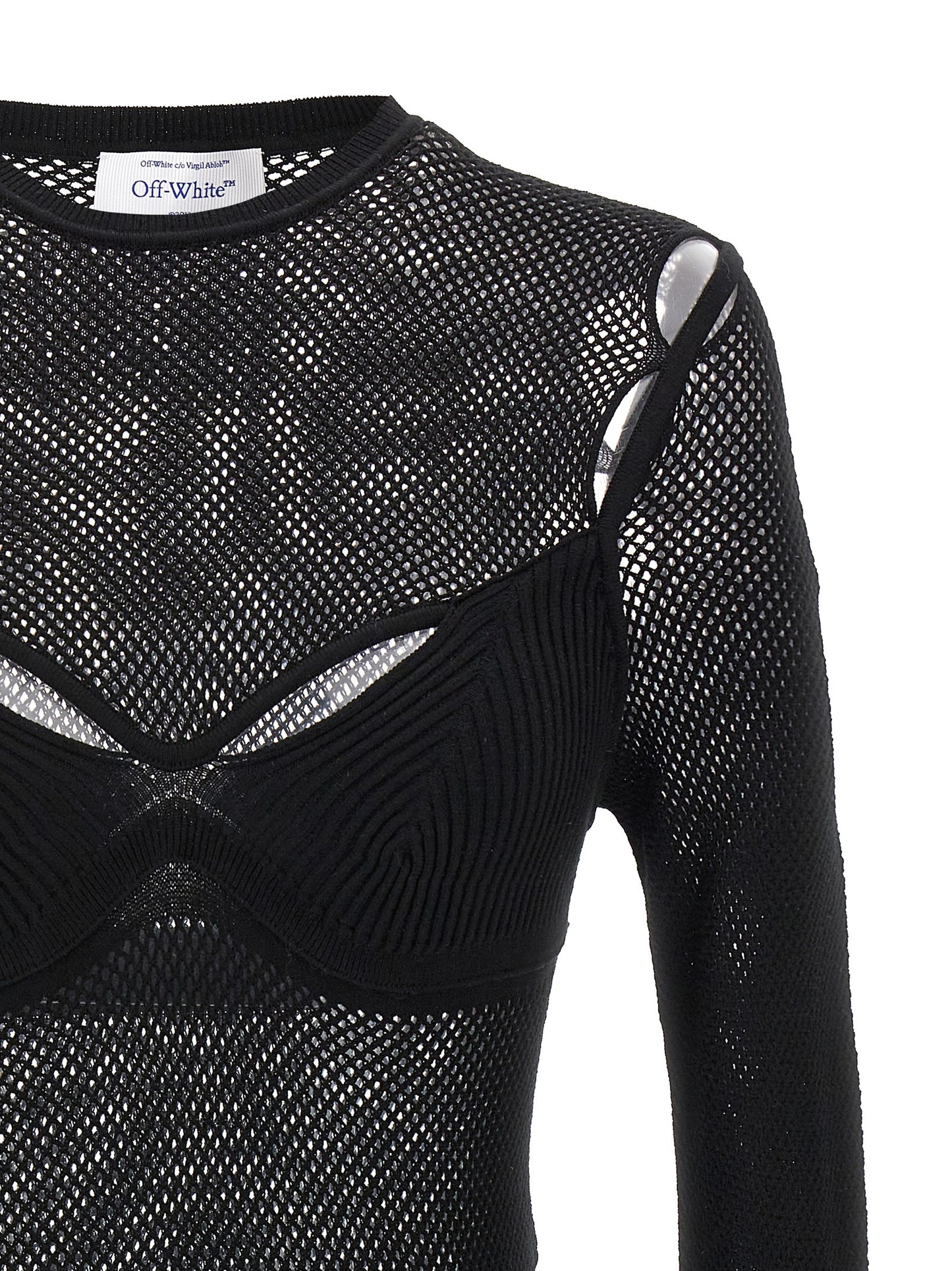 Tank Top by Off-White for women in polyamide polyester polyurethane & viscose black & white showcases a meticulous silhouette, artfully finished with a meticulous and for a sophisticated, meticulous look.