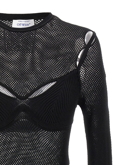Tank Top by Off-White for women in polyamide polyester polyurethane & viscose black & white showcases a meticulous silhouette, artfully finished with a meticulous and for a sophisticated, meticulous look.