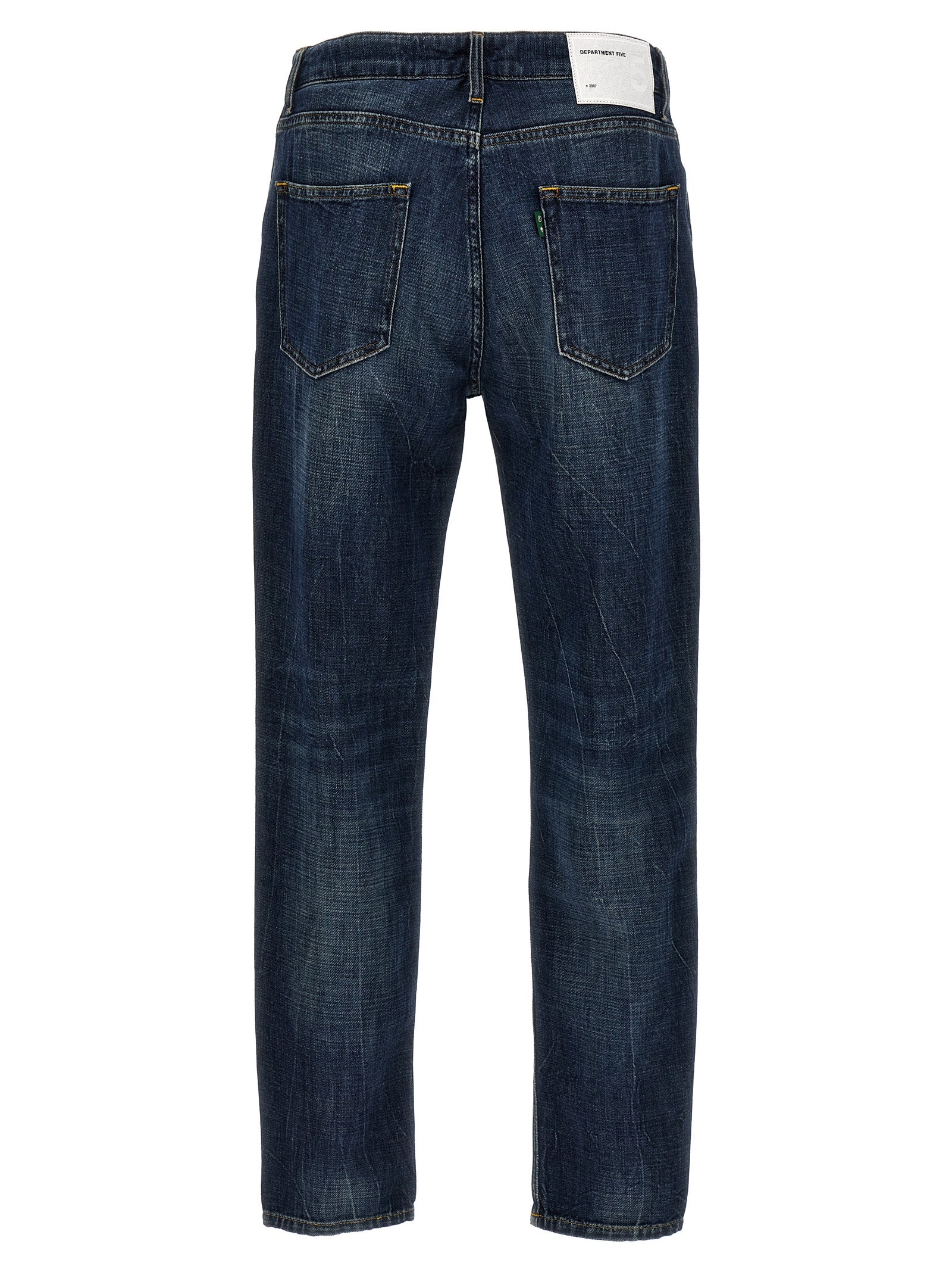 Jeans by Department 5 for men in stretch denim cotton blue & signature features a polished silhouette with a polished straight-leg, reaching a polished long and finished with a polished .