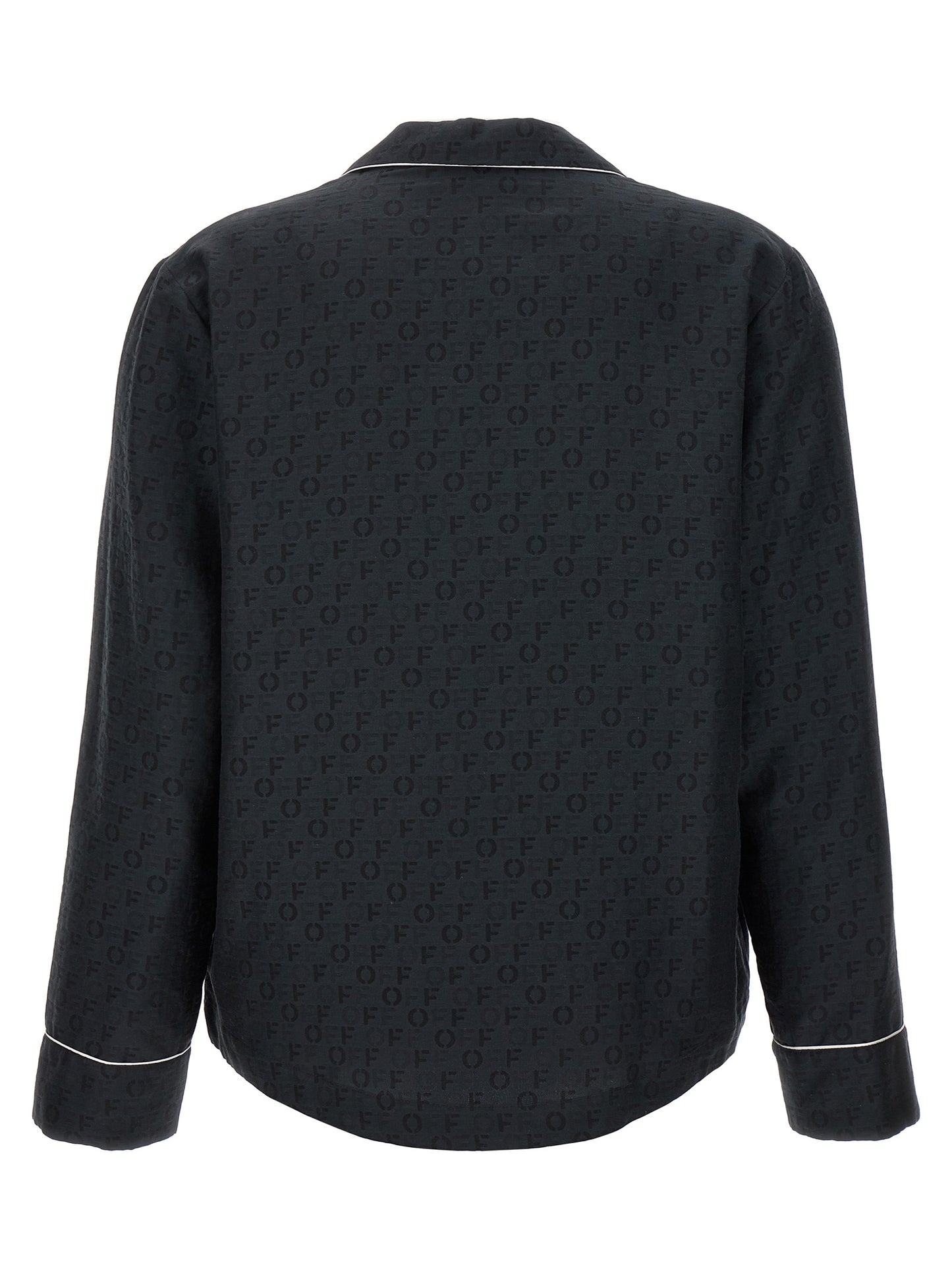 Blouse by Off-White for women in cotton & silk black, white & jacquard showcases a sublime silhouette, artfully detailed with a sublime and for a sophisticated, sublime finish.