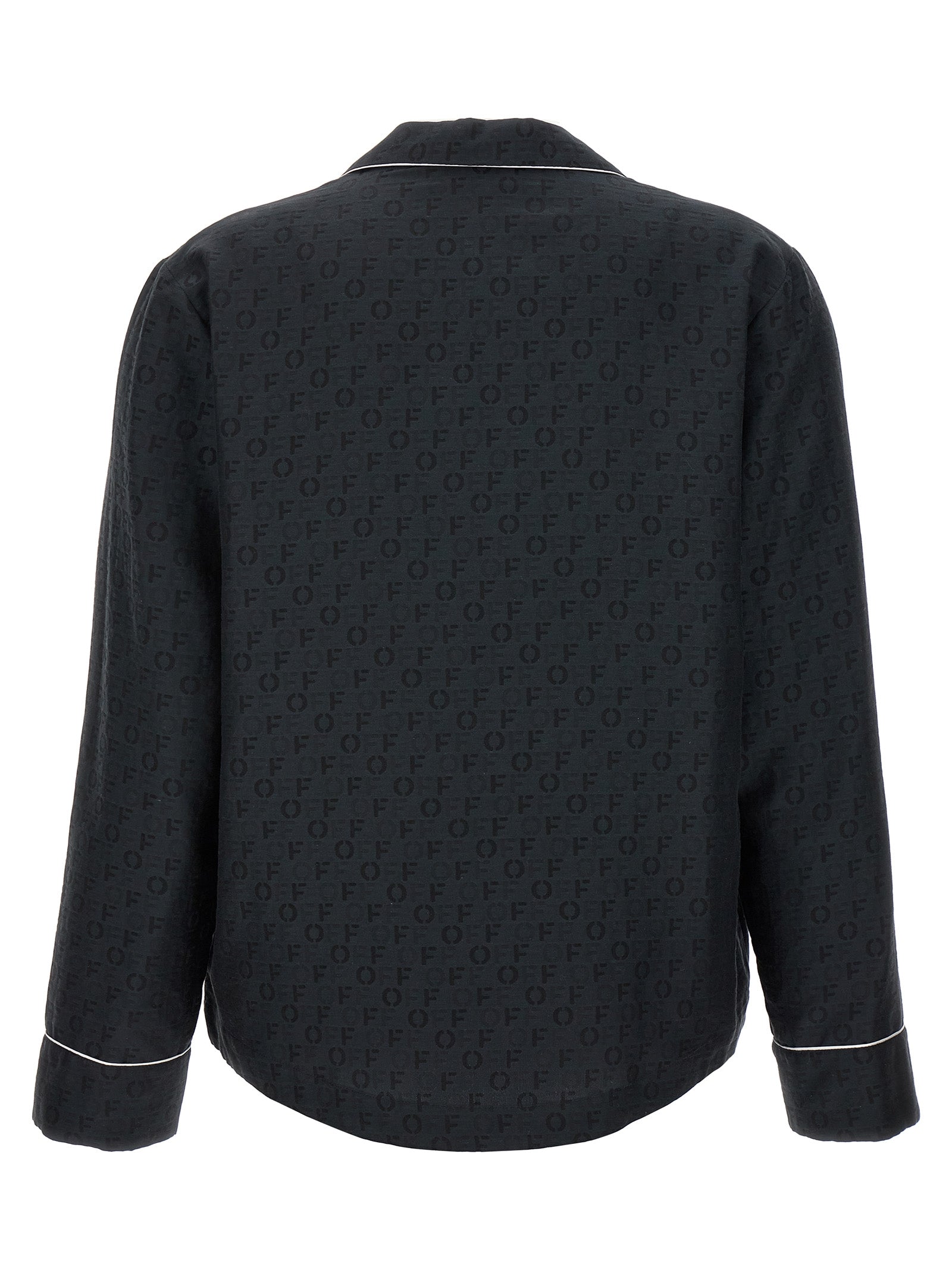 Blouse by Off-White for women in cotton & silk black, white & jacquard showcases a sublime silhouette, artfully detailed with a sublime and for a sophisticated, sublime finish.