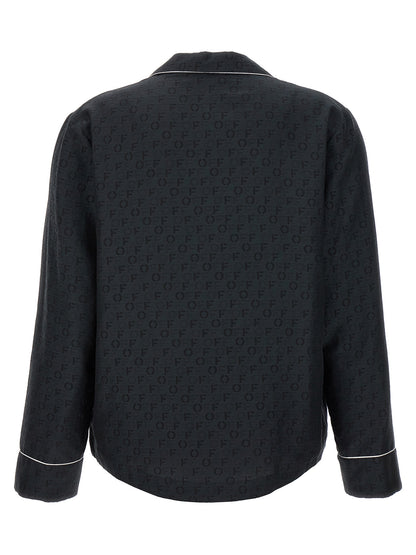 Blouse by Off-White for women in cotton & silk black, white & jacquard showcases a sublime silhouette, artfully detailed with a sublime and for a sophisticated, sublime finish.
