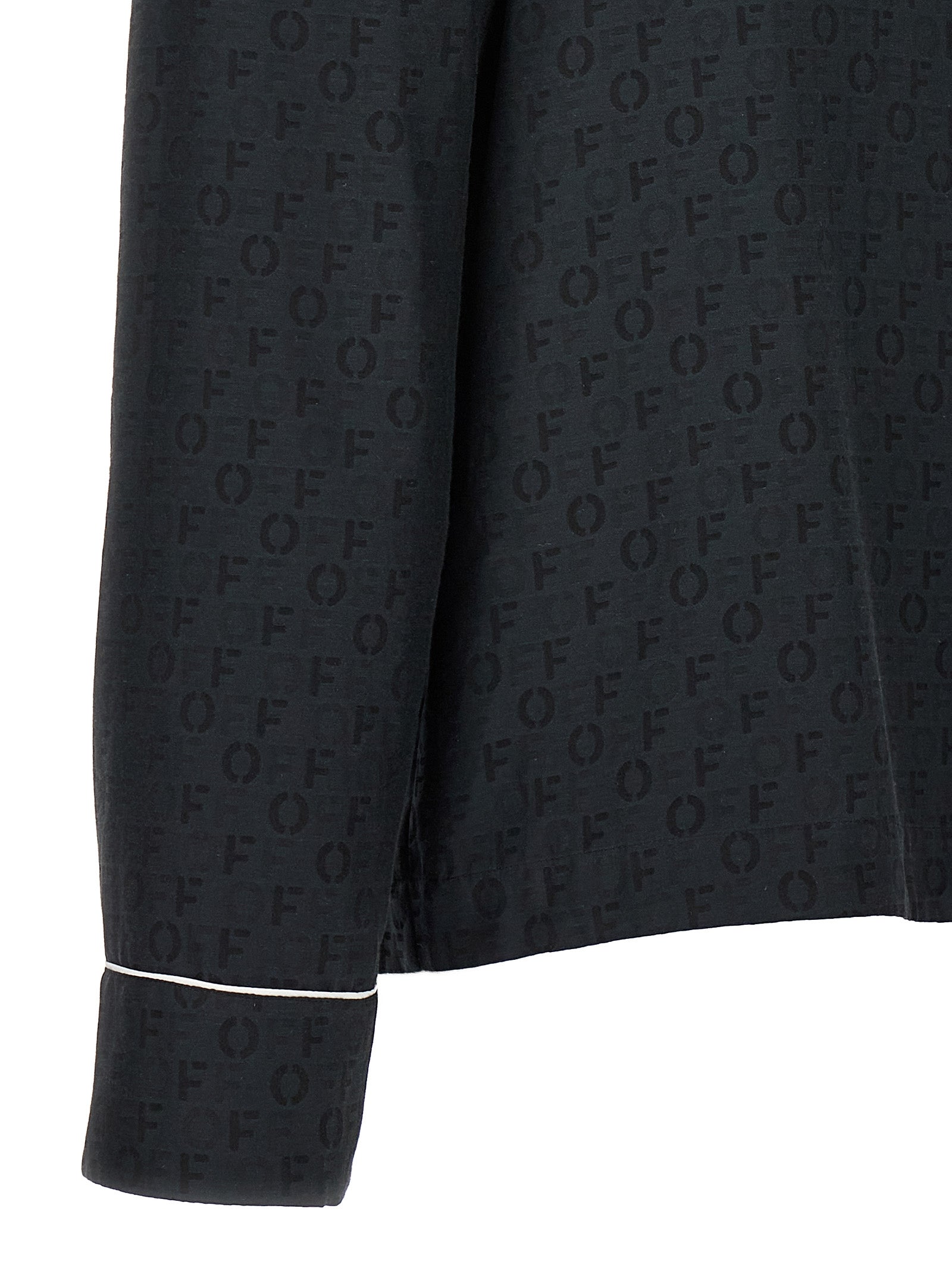 Blouse by Off-White for women in cotton & silk black, white & jacquard, featuring a nuanced and nuanced for a sophisticated finish.