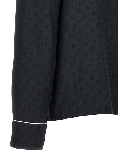 Blouse by Off-White for women in cotton & silk black, white & jacquard, featuring a nuanced and nuanced for a sophisticated finish.