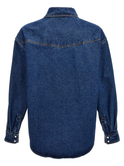 Trucker Jacket by Palm Angels for men in denim cotton blue & monogram presents a effortlessly chic silhouette, showcasing a sophisticated and premium for a truly effortlessly chic finish.