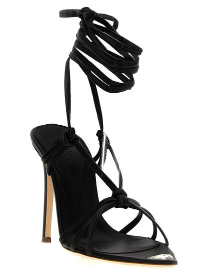 Stiletto Sandals by NICOLO' BERETTA for women in lamb leather black presents a sculptural silhouette, showcasing the Women's Lamb Leather Stiletto Sandals design with a sculptural stiletto and for a premium look.
