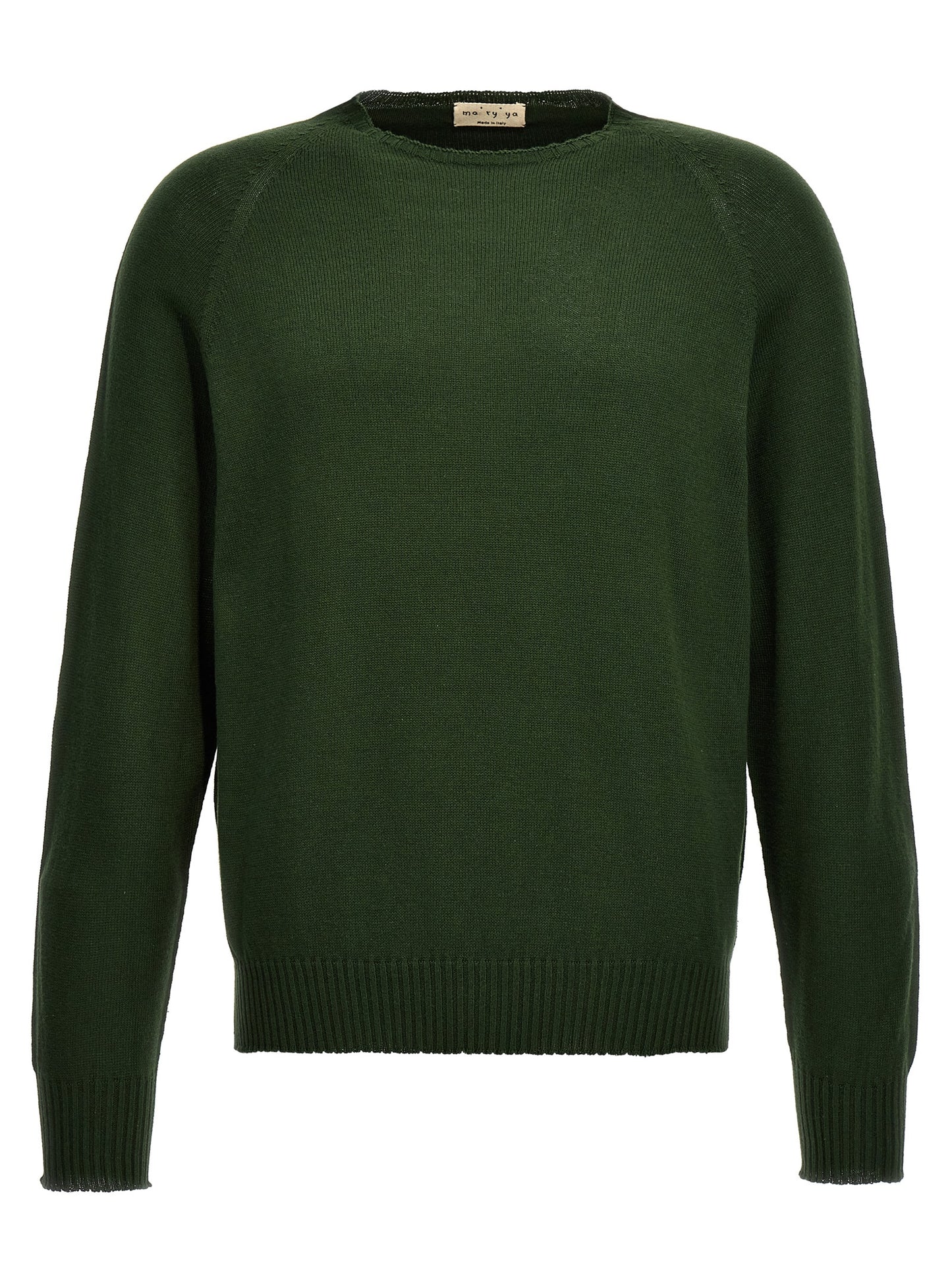 Cardigan by MA'RY'YA for men in modacrylic cotton & cashmere bicolour & green presents a textural silhouette, artfully finished with a textural crew neckline and for a sophisticated, textural look.