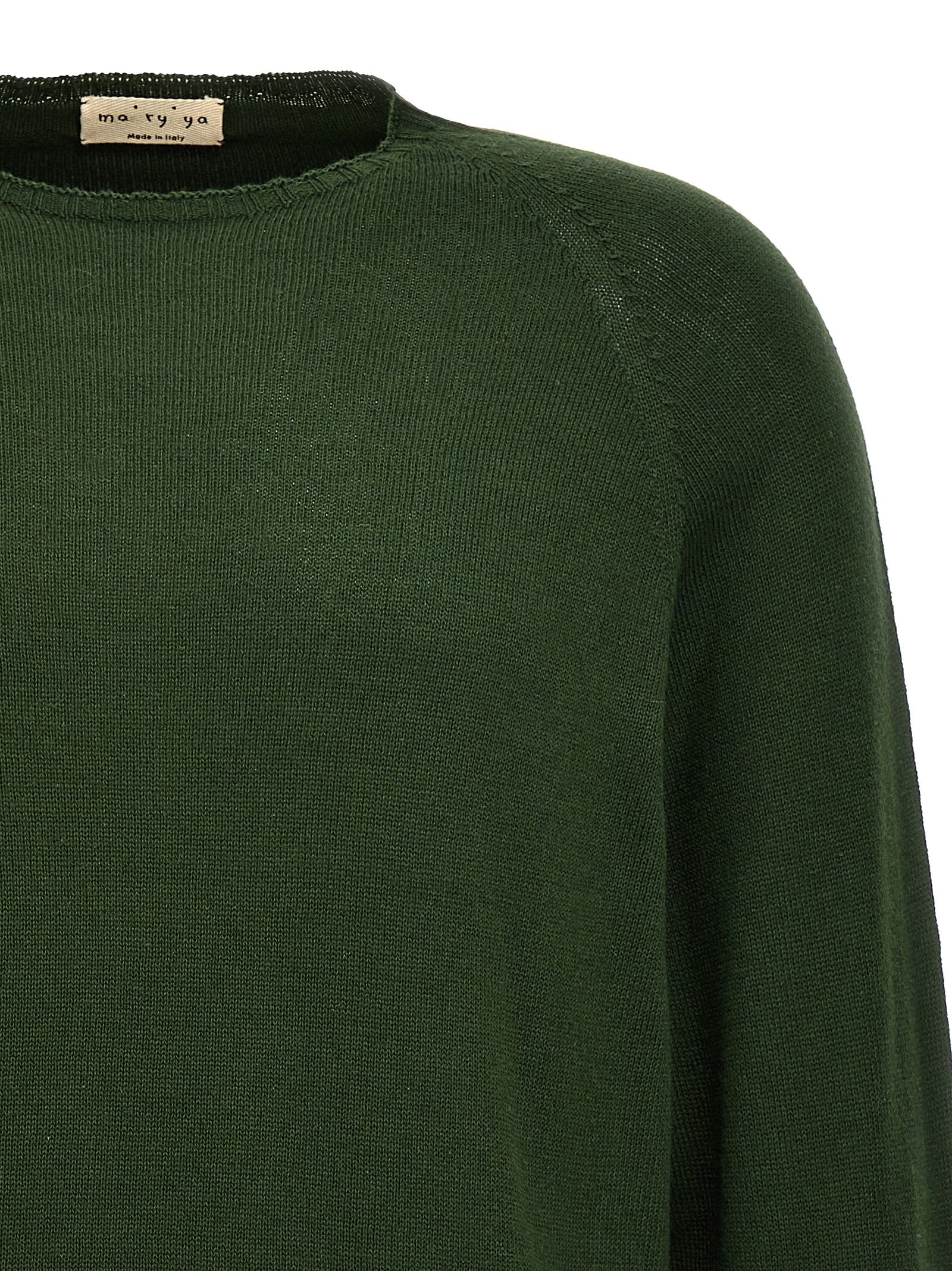 Cardigan by MA'RY'YA for men in modacrylic cotton & cashmere bicolour & green showcases a luxurious silhouette, meticulously detailed with a sophisticated crew neckline and for a refined finish.
