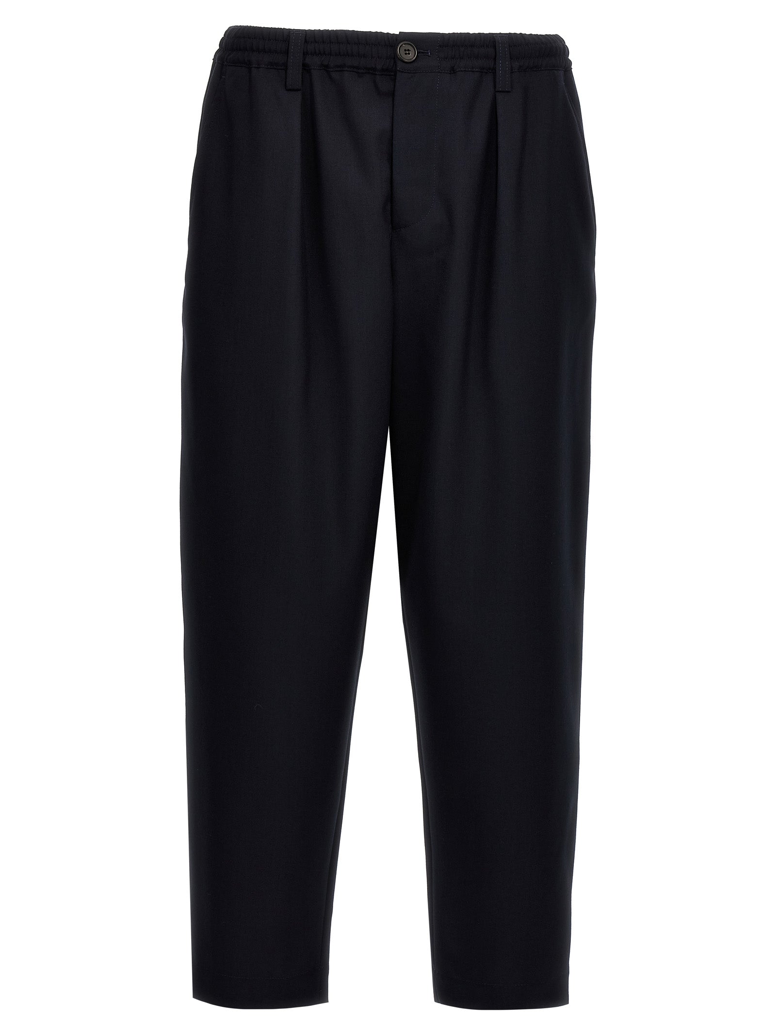Trousers by Marni for men in virgin wool blue features an sartorial silhouette, showcasing a precise cropped and cropped with a sartorial for a refined look.