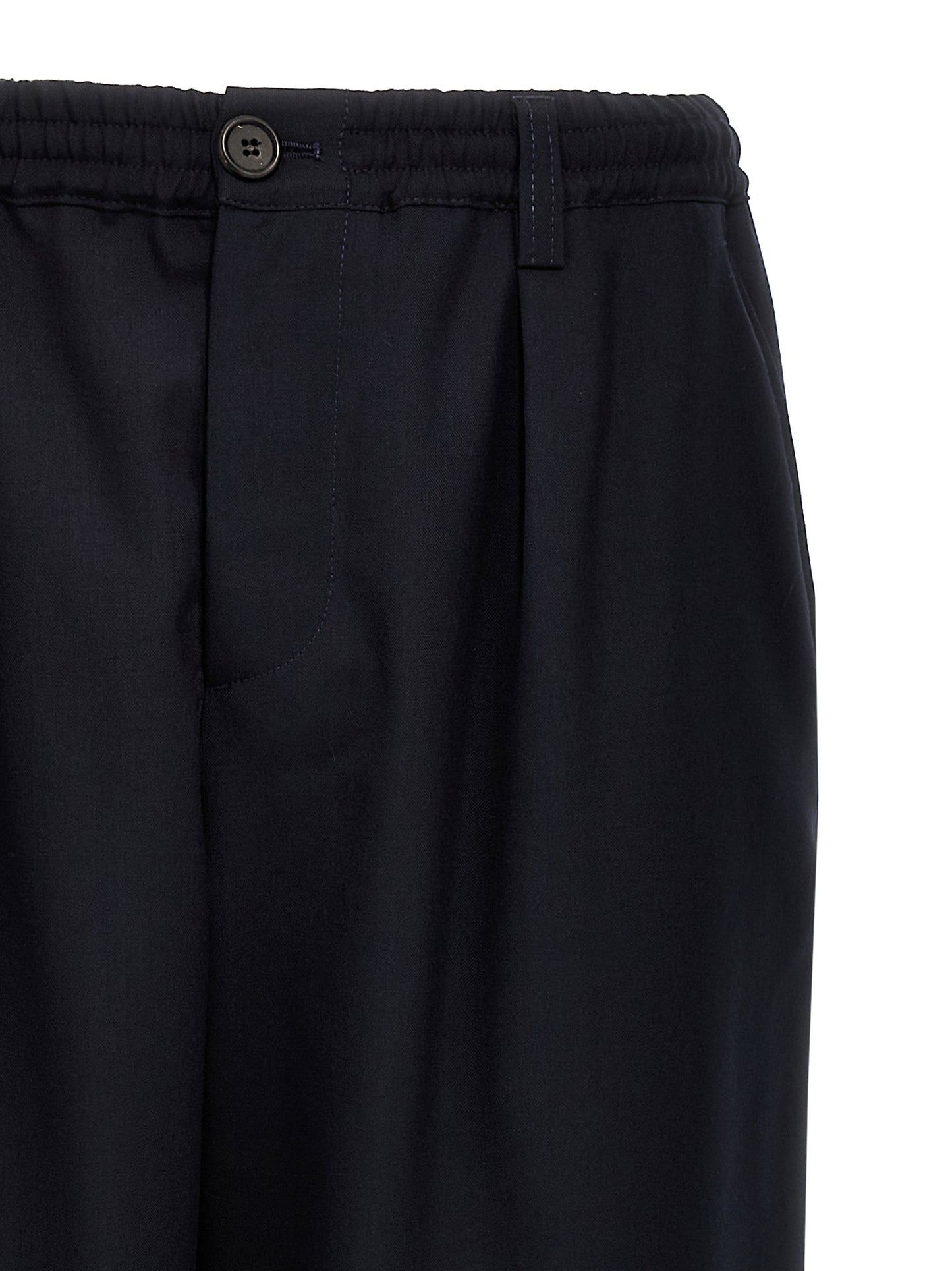 Trousers by Marni for men in virgin wool blue features a tailored silhouette with a tailored cropped, defined by its cropped and a sophisticated .